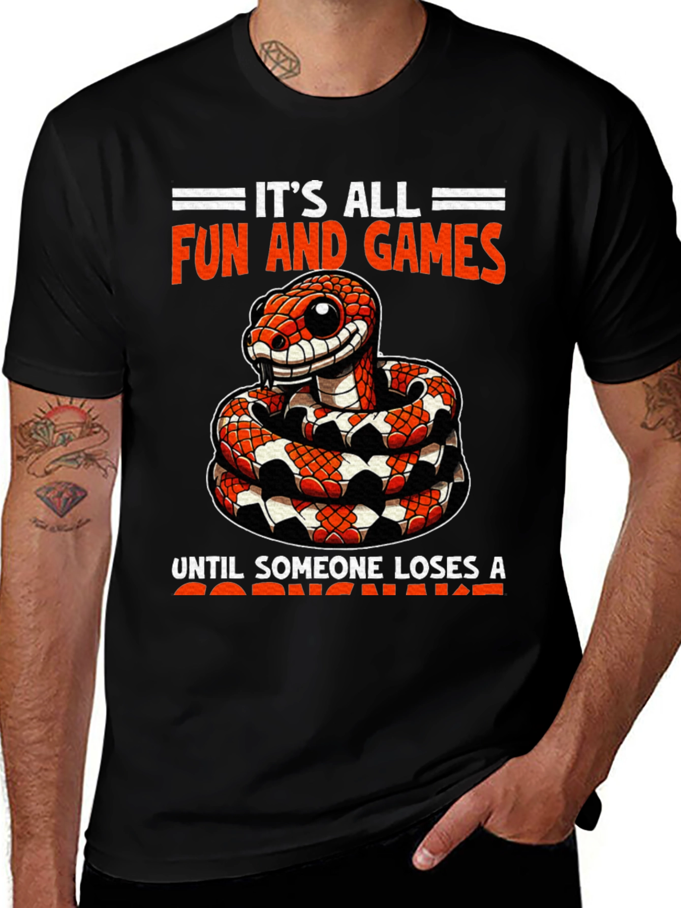 Funny Snake Graphic T-Shirt: Its All Fun and Games