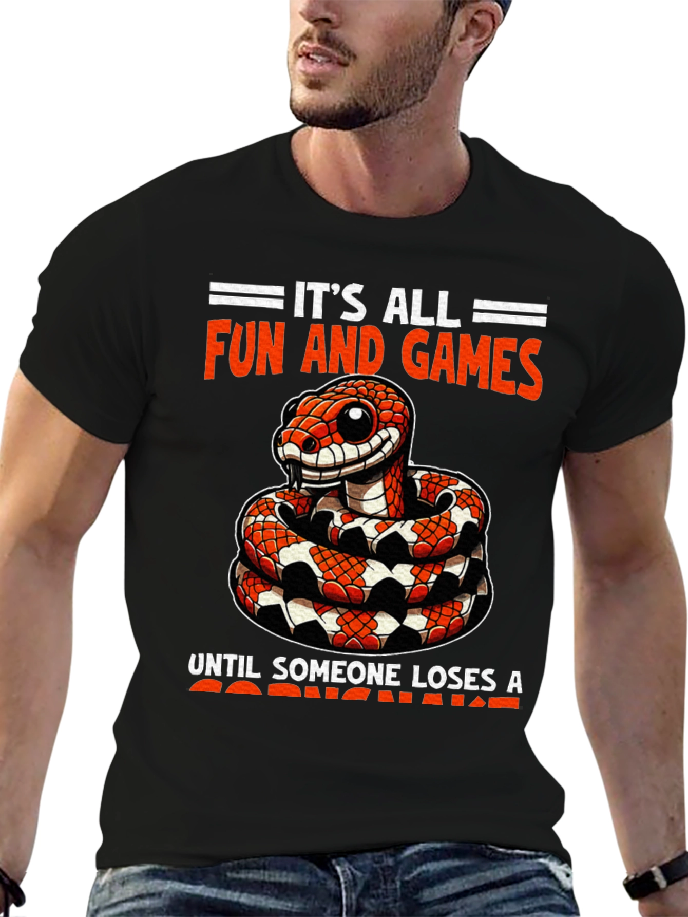 Funny Snake Graphic T-Shirt: Its All Fun and Games
