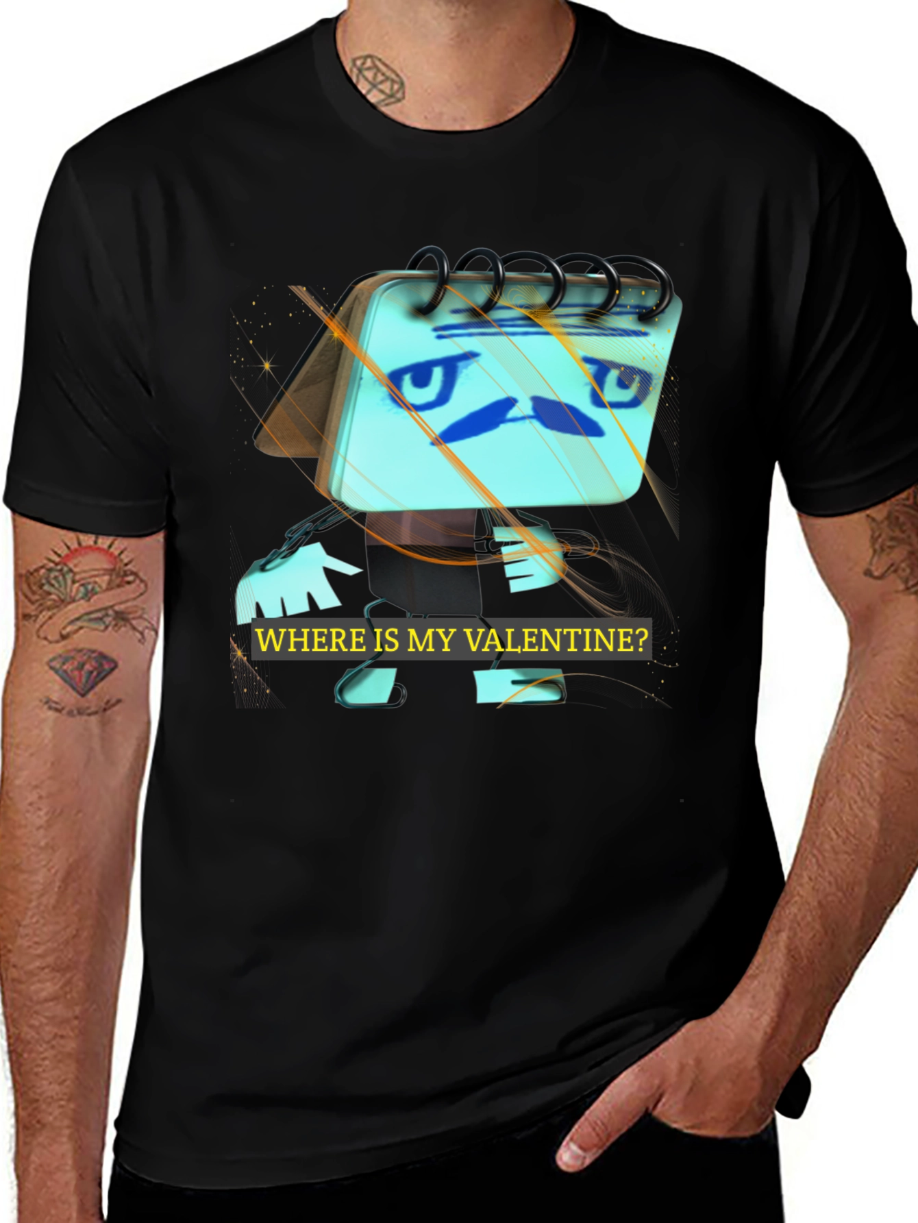 Valentines Day Notebook Mens Black T-Shirt