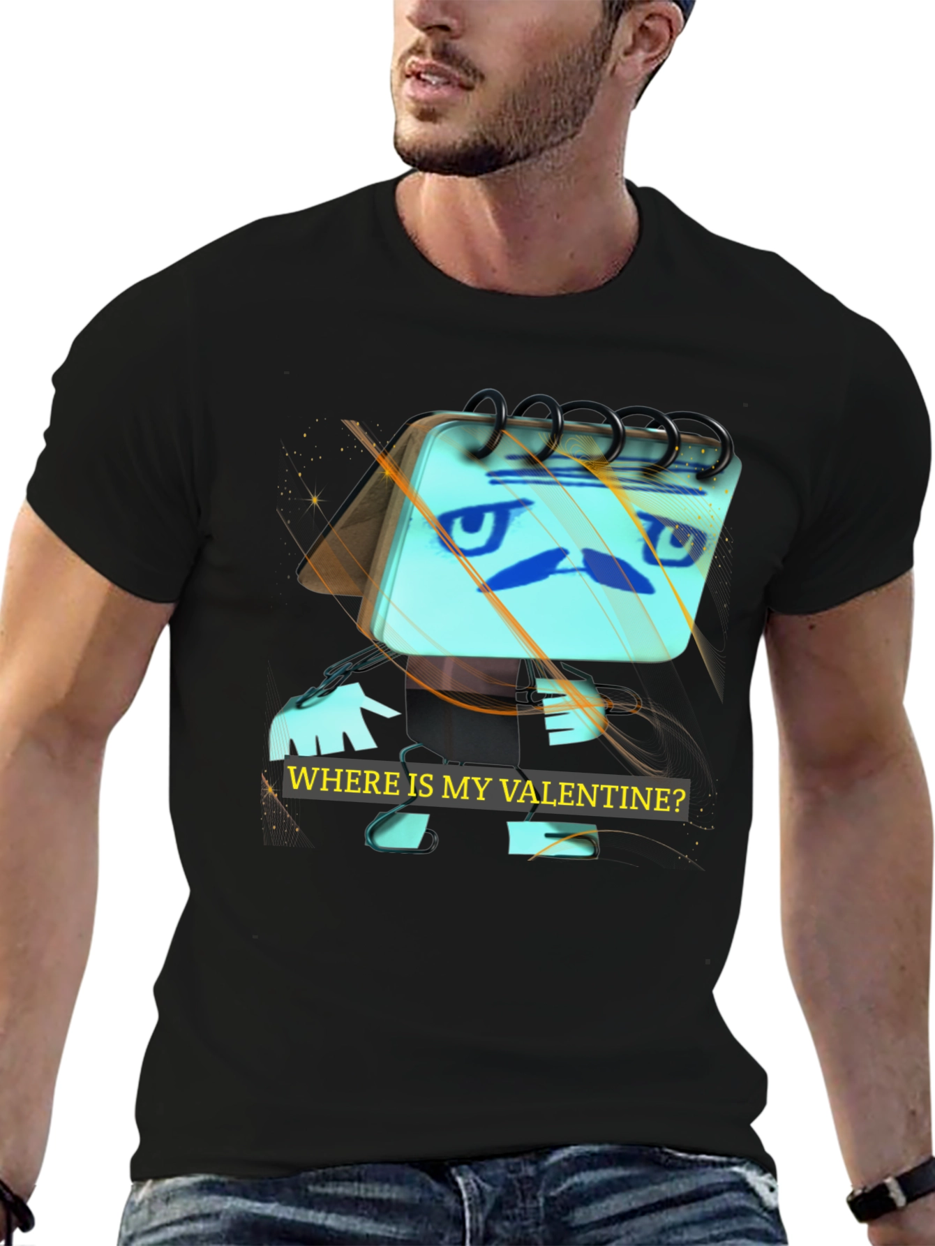 Valentines Day Notebook Mens Black T-Shirt