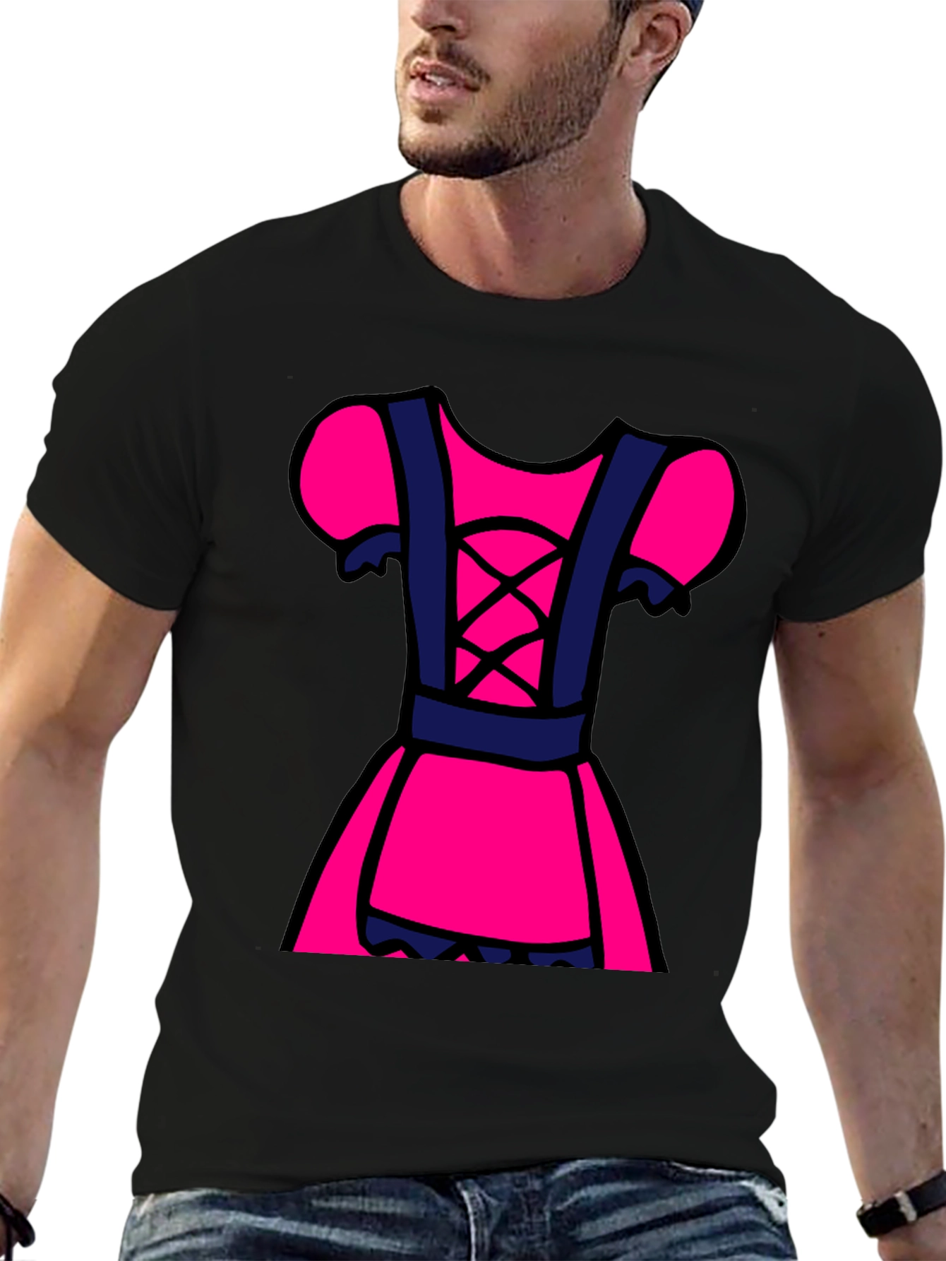 Novelty Dress Design Black T-Shirt