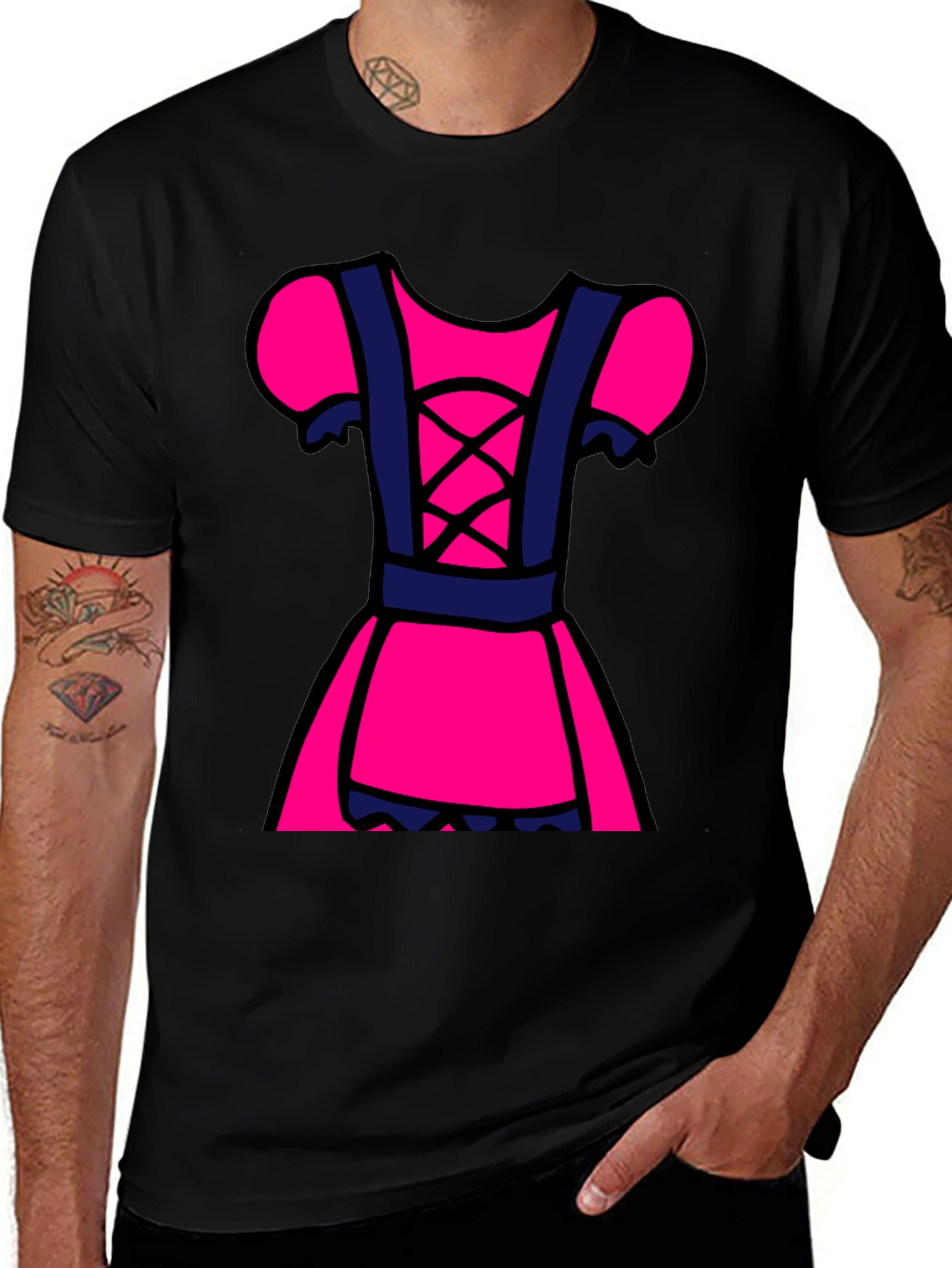 Novelty Dress Design Black T-Shirt