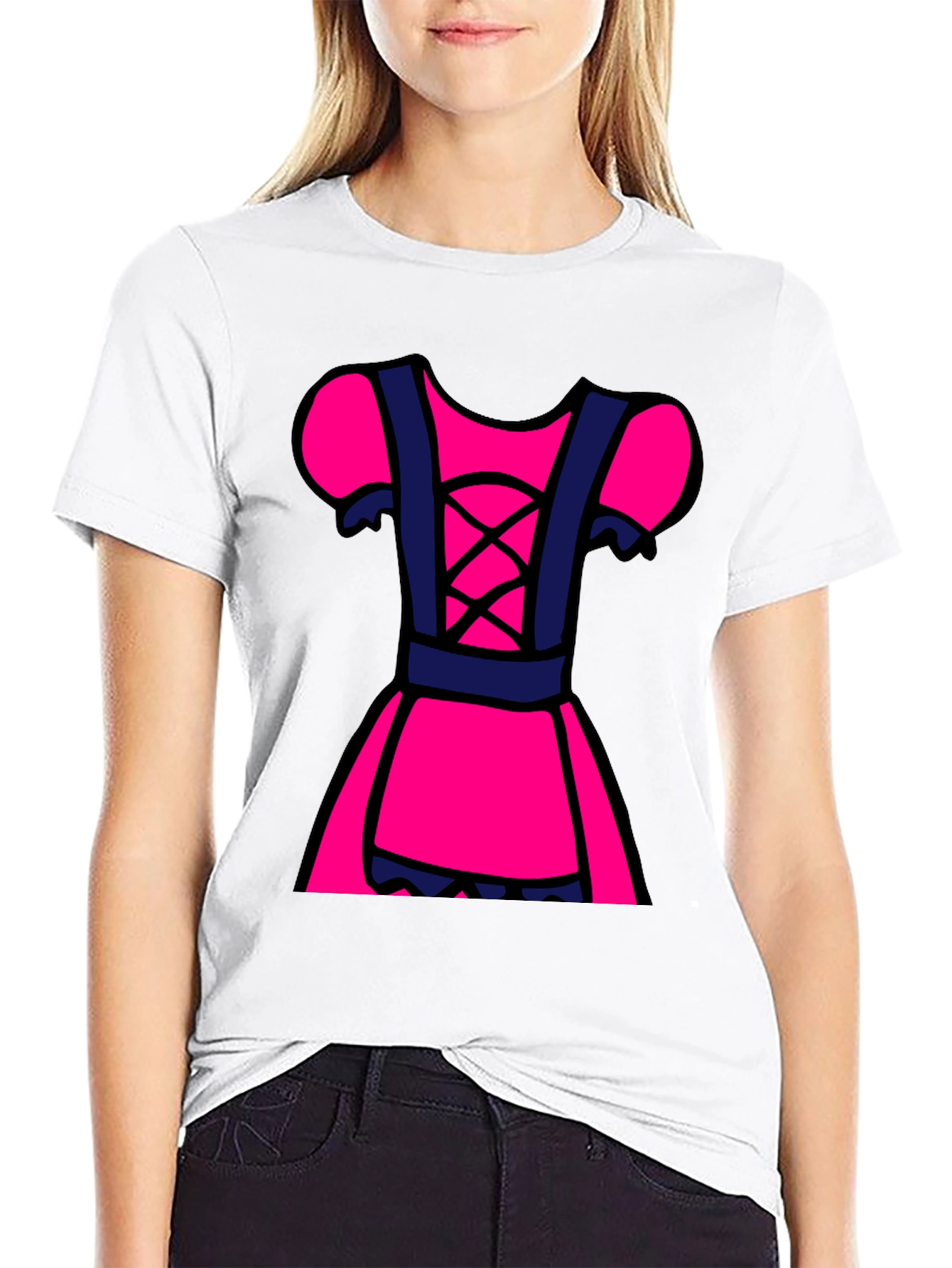 Novelty Dress Design Black T-Shirt