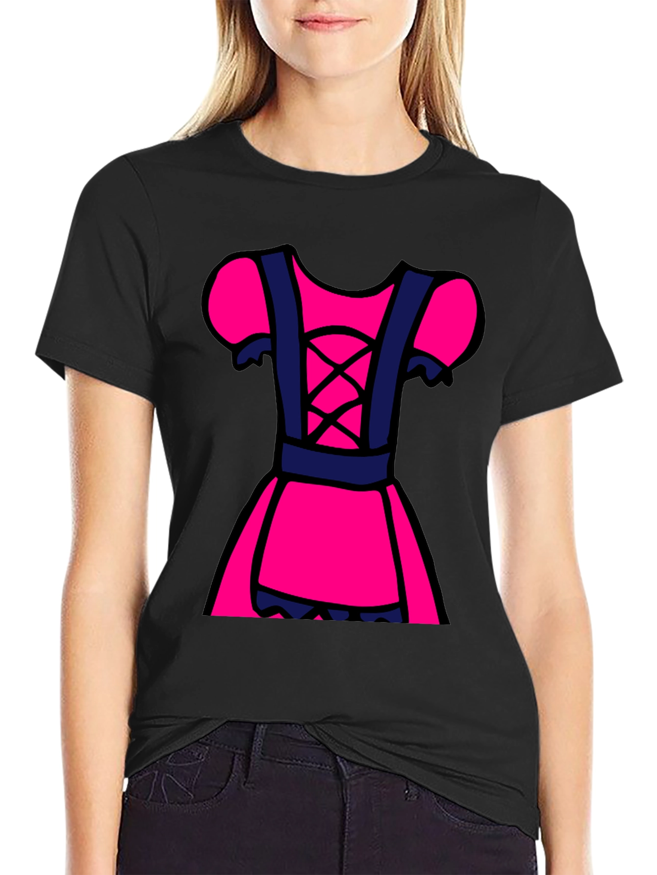Novelty Dress Design Black T-Shirt