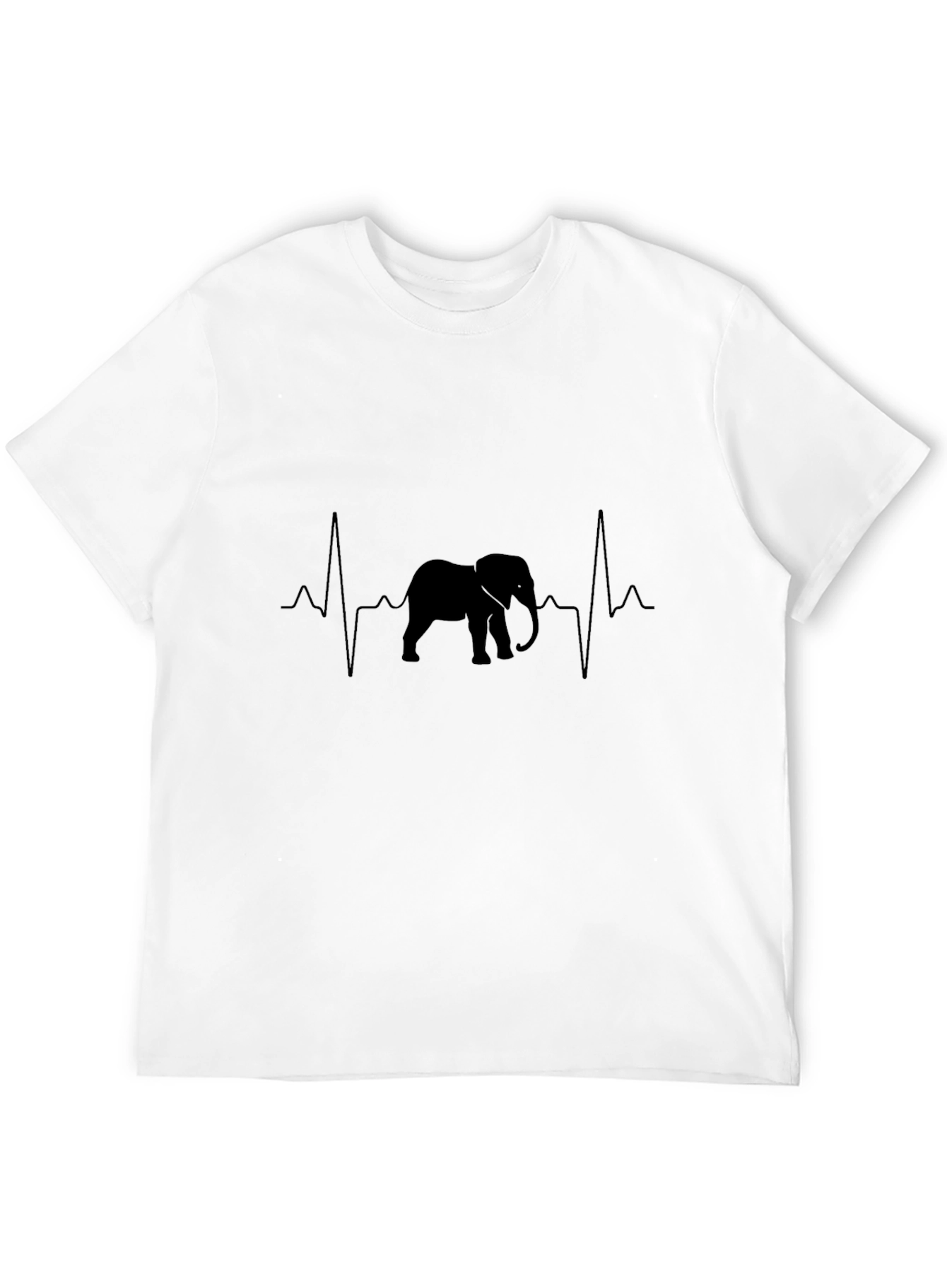 Elephant Heartbeat Graphic Black T-Shirt
