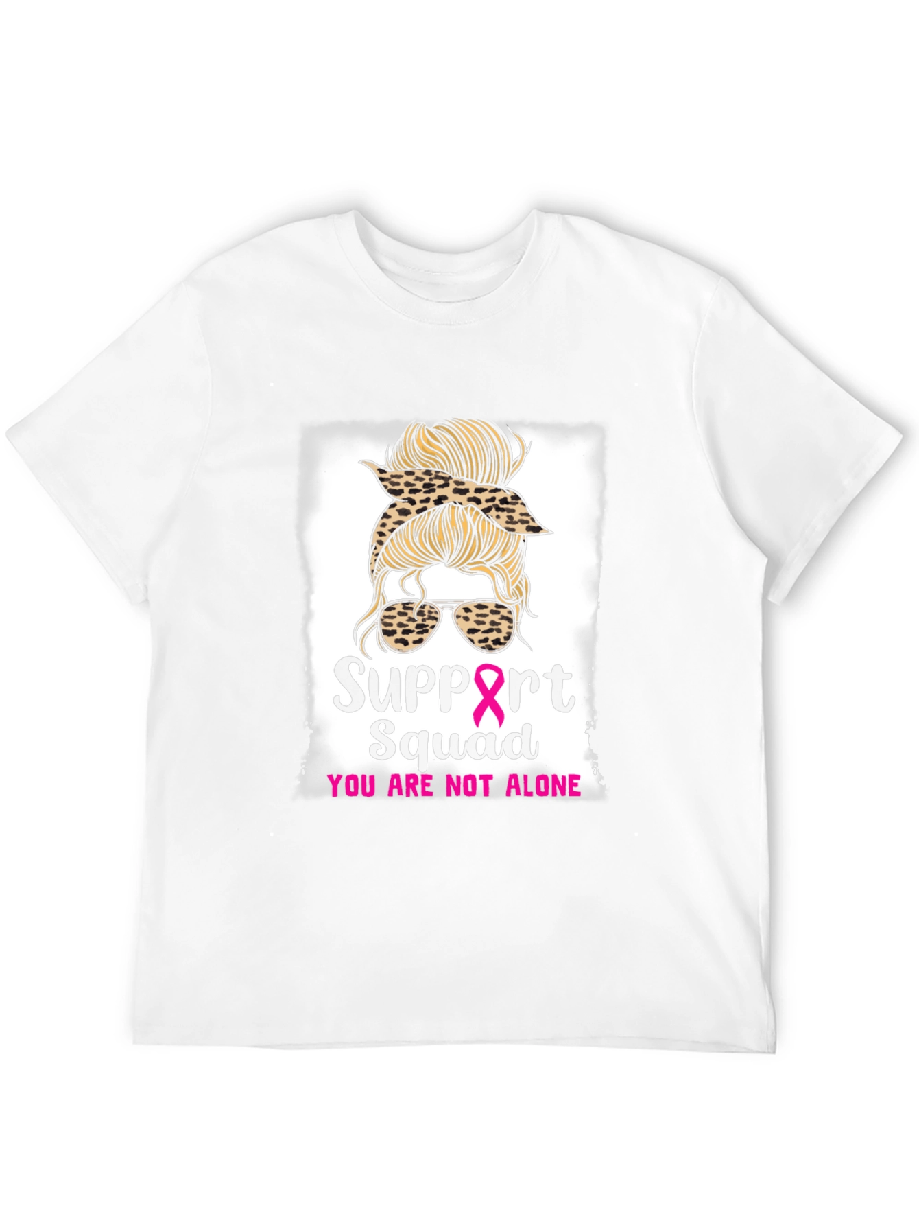 Support Squad Messy Bun Breast Cancer Awareness T-Shirt