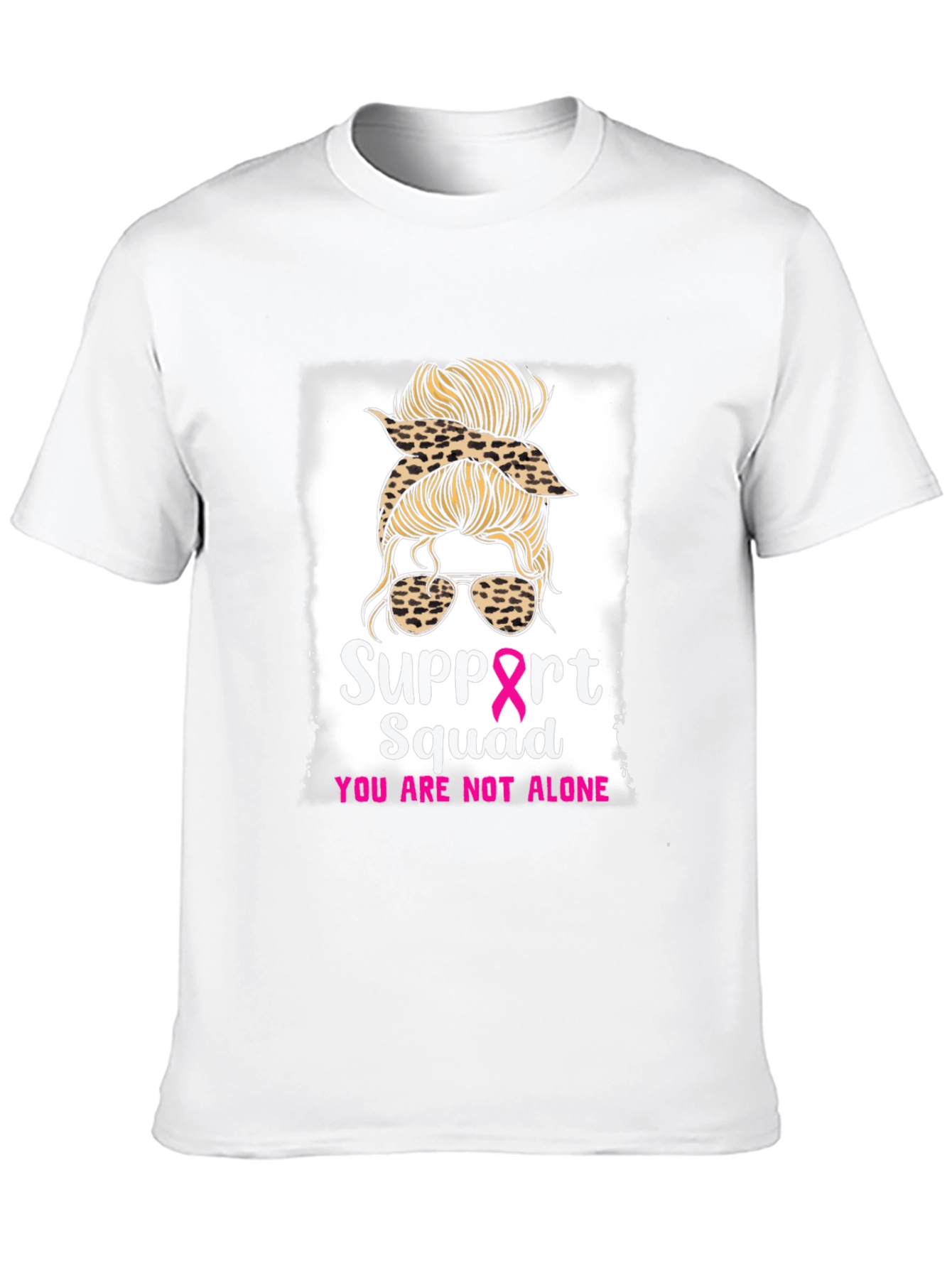 Support Squad Messy Bun Breast Cancer Awareness T-Shirt