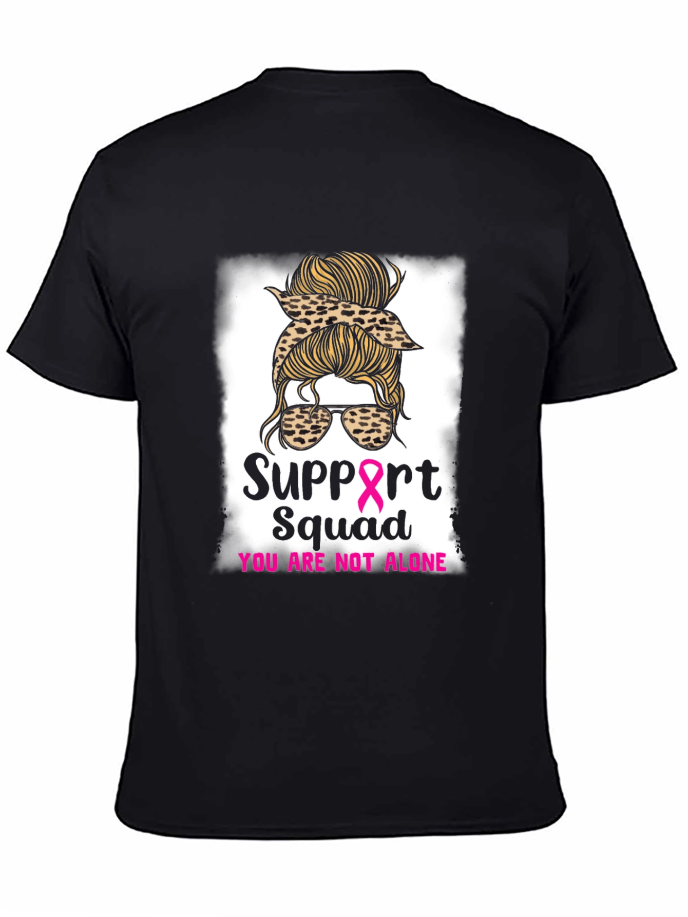 Support Squad Messy Bun Breast Cancer Awareness T-Shirt