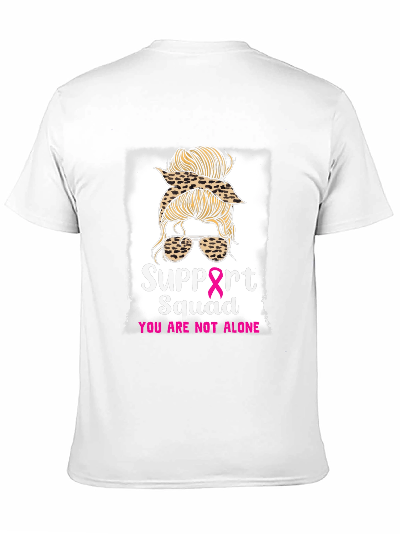 Support Squad Messy Bun Breast Cancer Awareness T-Shirt