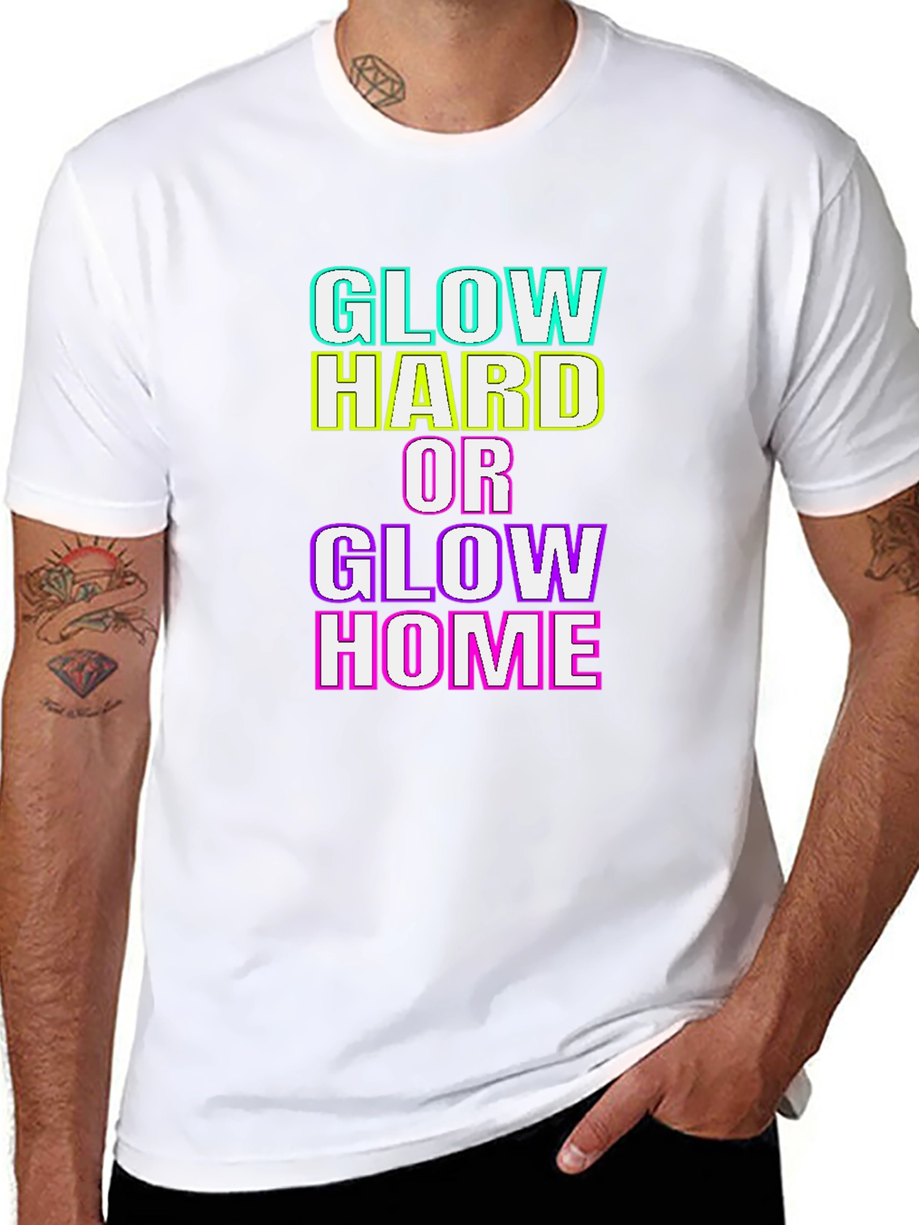 Glow Hard or Glow Home Graphic T-Shirt