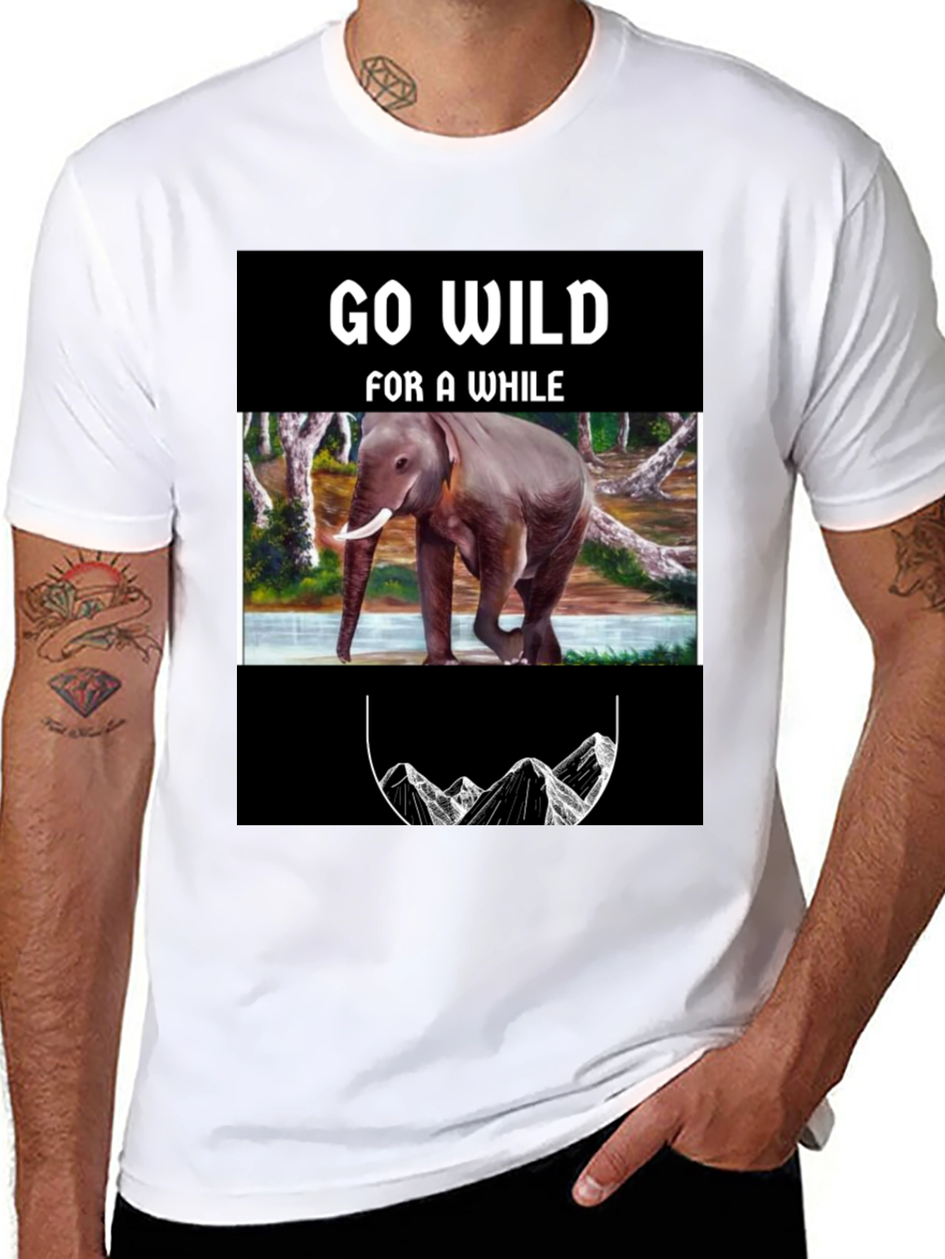 Go Wild Elephant Graphic Print T-Shirt
