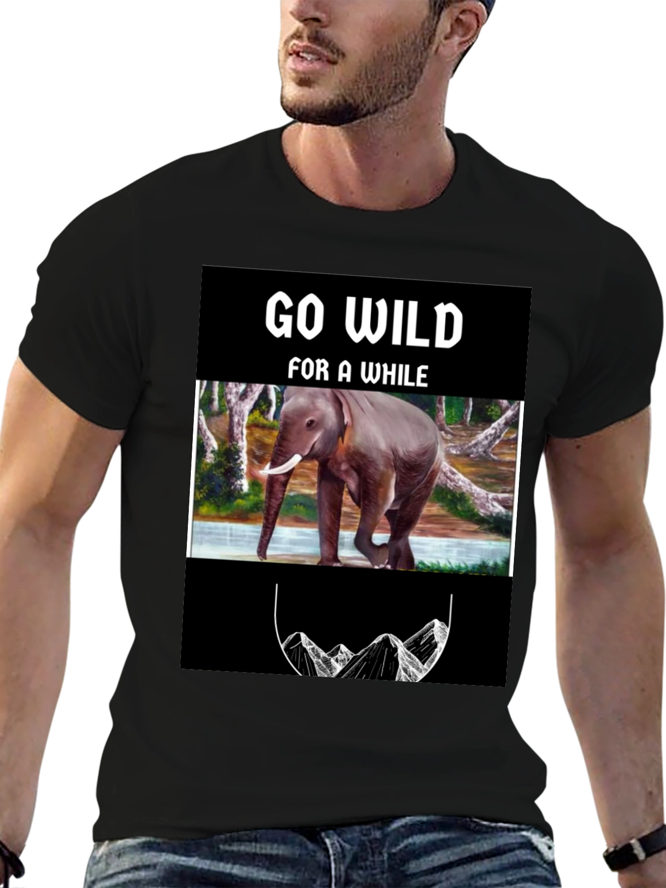 Go Wild Elephant Graphic Print T-Shirt