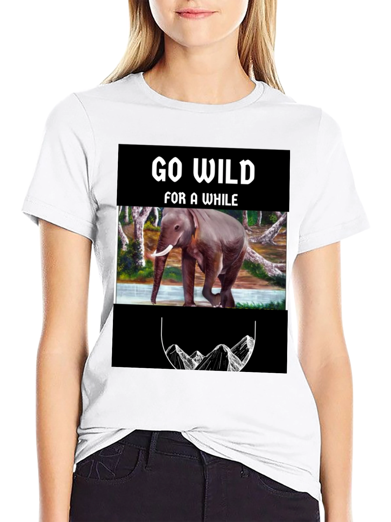 Go Wild Elephant Graphic Print T-Shirt
