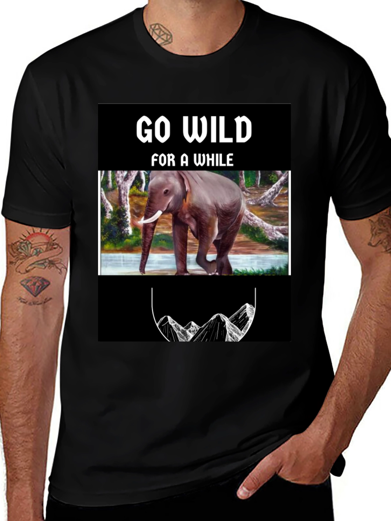 Go Wild Elephant Graphic Print T-Shirt