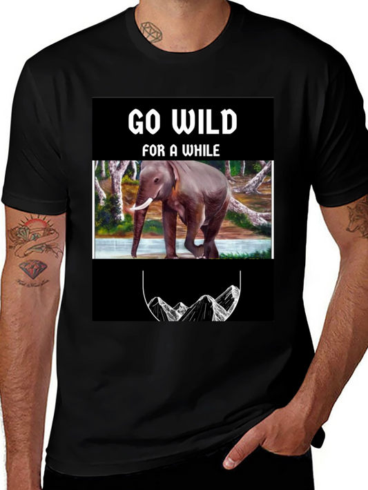 Go Wild Elephant Graphic Print T-Shirt