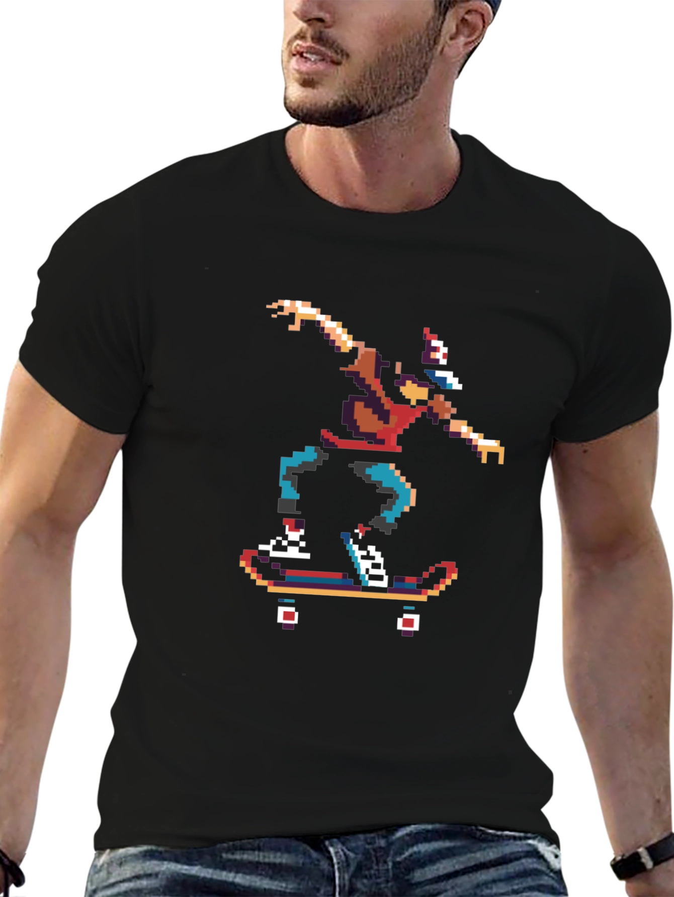 Pixel Skater Graphic Tee - Retro Style