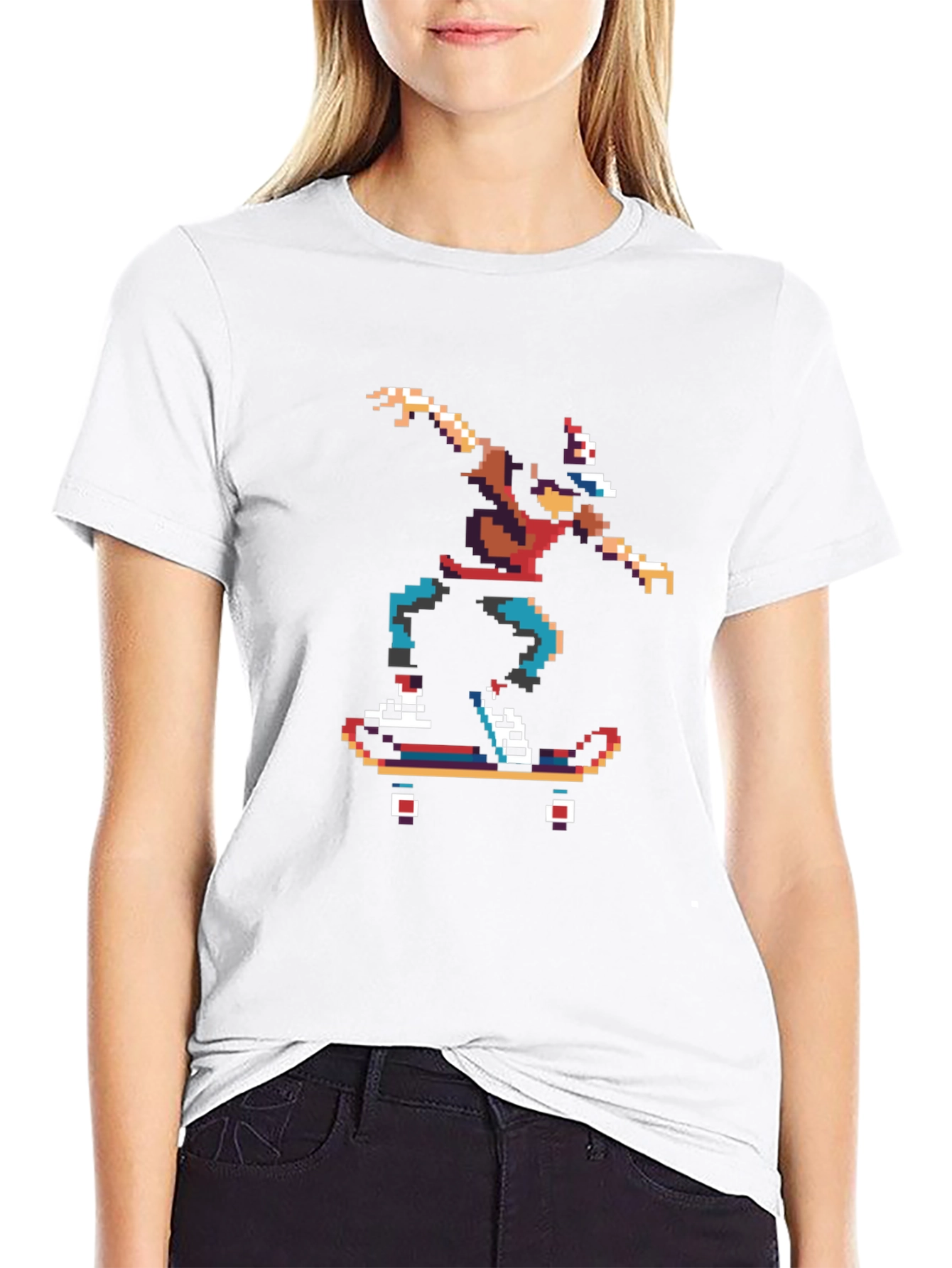 Pixel Skater Graphic Tee - Retro Style