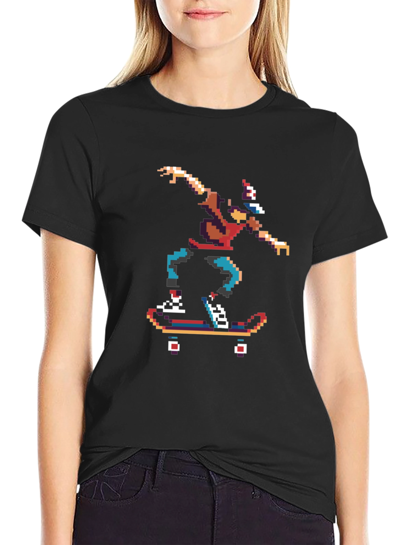 Pixel Skater Graphic Tee - Retro Style