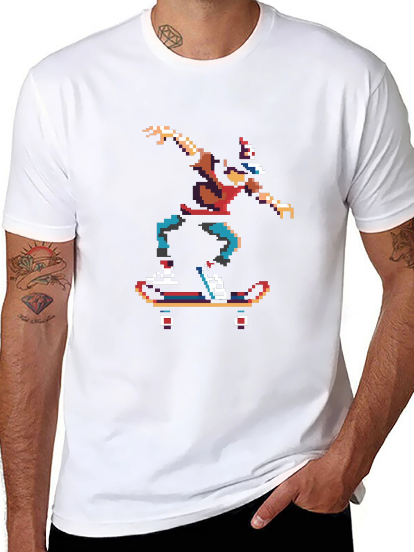 Pixel Skater Graphic Tee - Retro Style