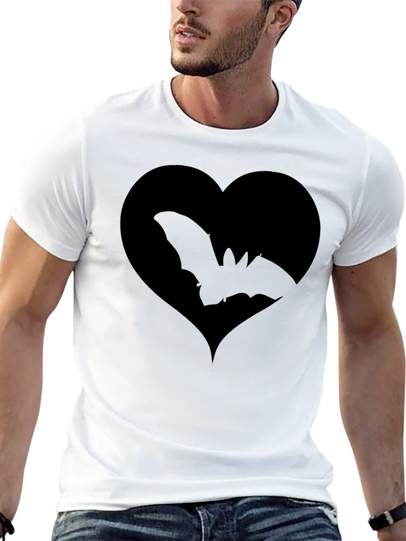 Bat Heart Graphic Tee - Mens Black T-Shirt