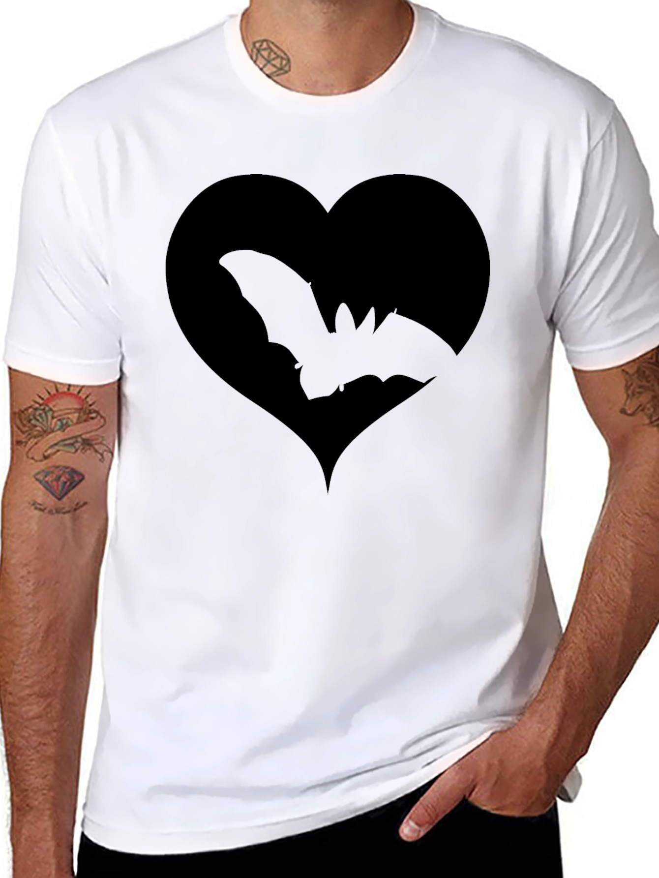 Bat Heart Graphic Tee - Mens Black T-Shirt
