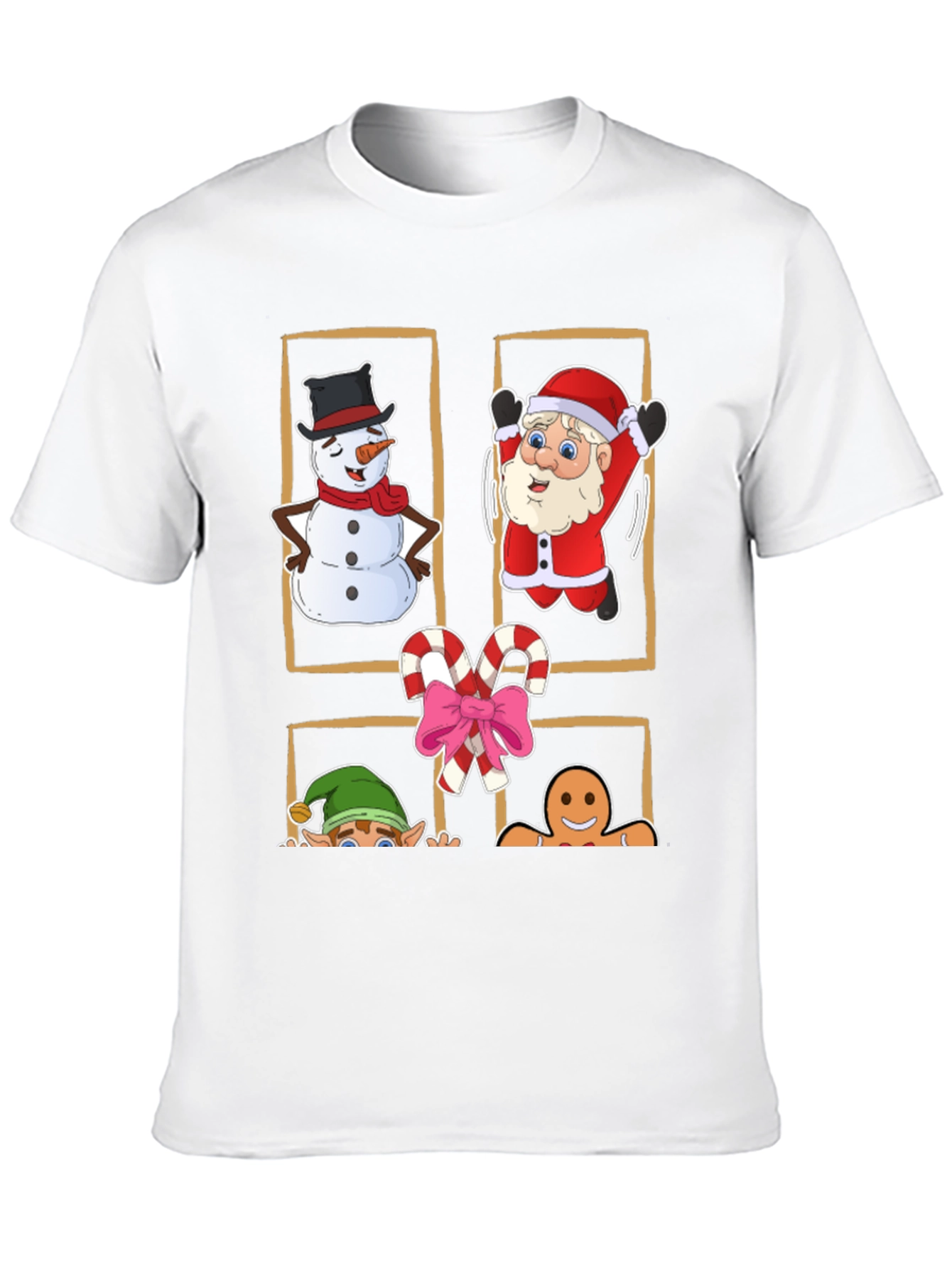 Festive Christmas Characters Black T-Shirt