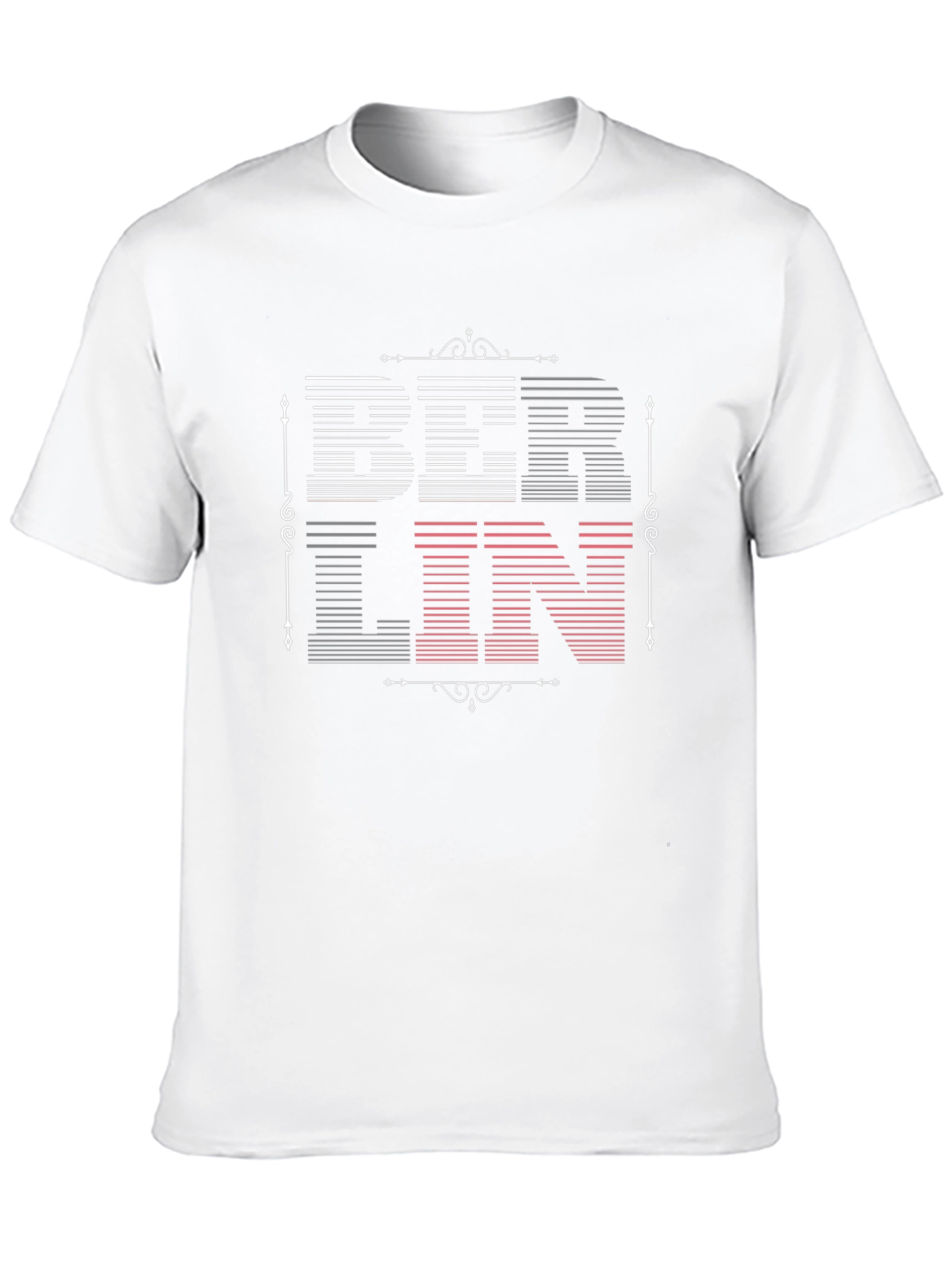 Berlin Graphic Tee - Modern Striped Text Design