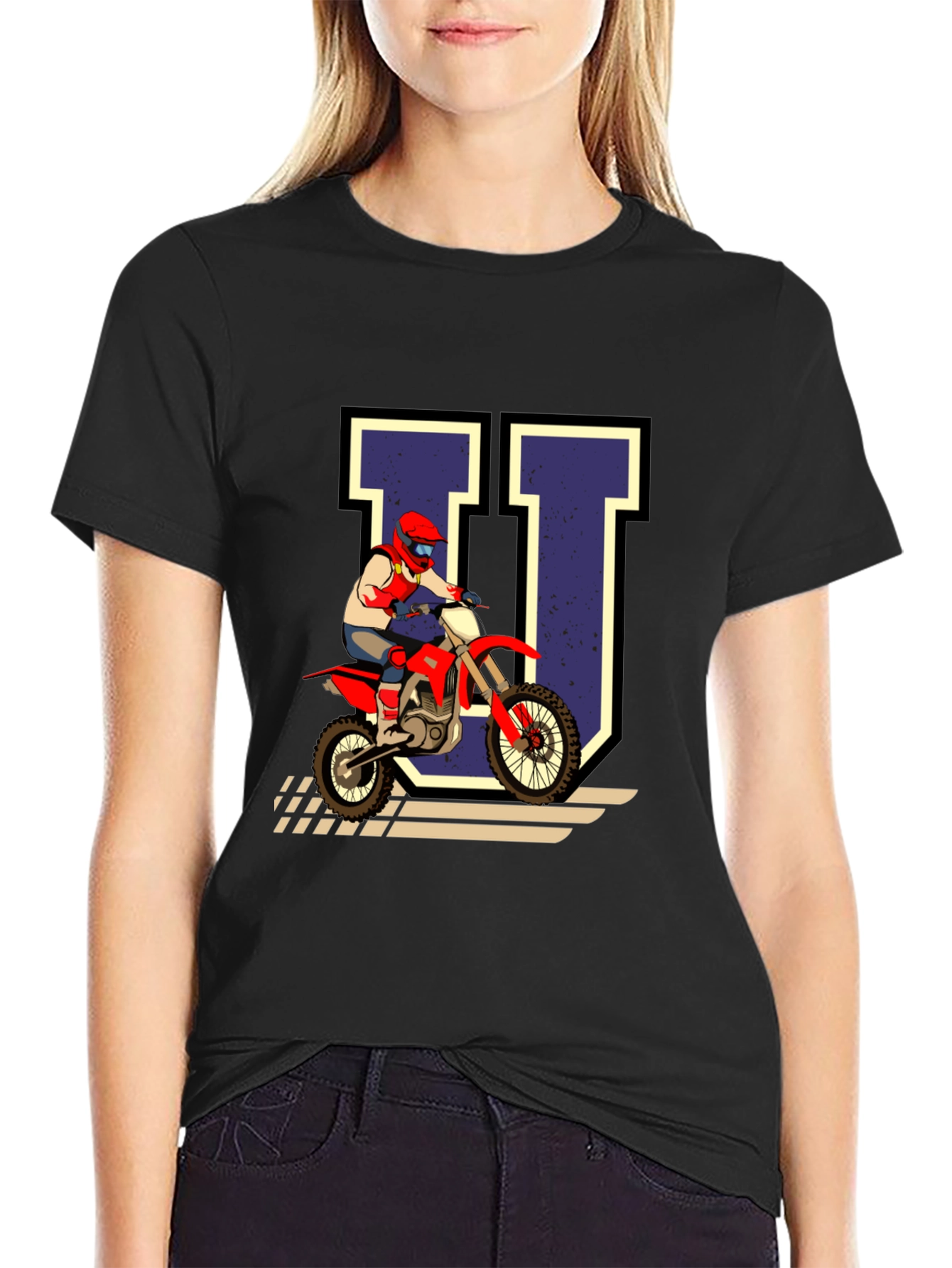 Motocross Rider U Graphic Tee - Black