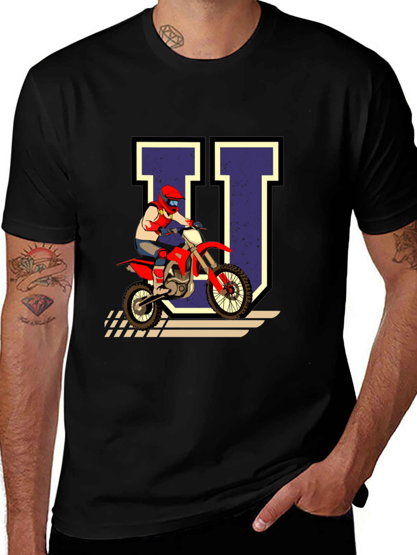 Motocross Rider U Graphic Tee - Black
