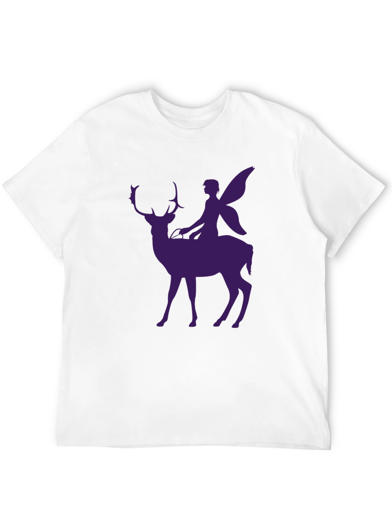Fairy Riding Deer Graphic Tee - Black Casual Shirt