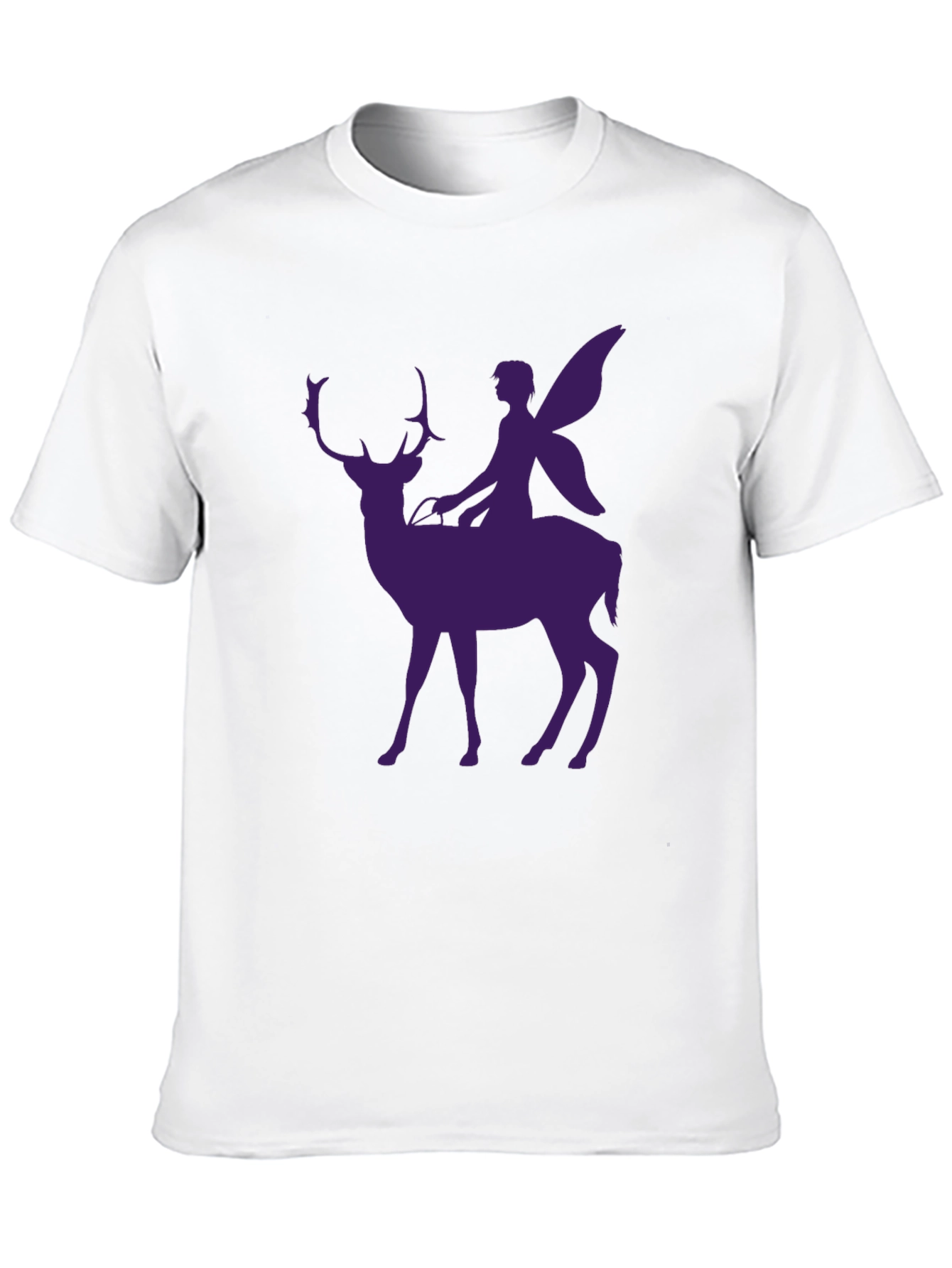 Fairy Riding Deer Graphic Tee - Black Casual Shirt
