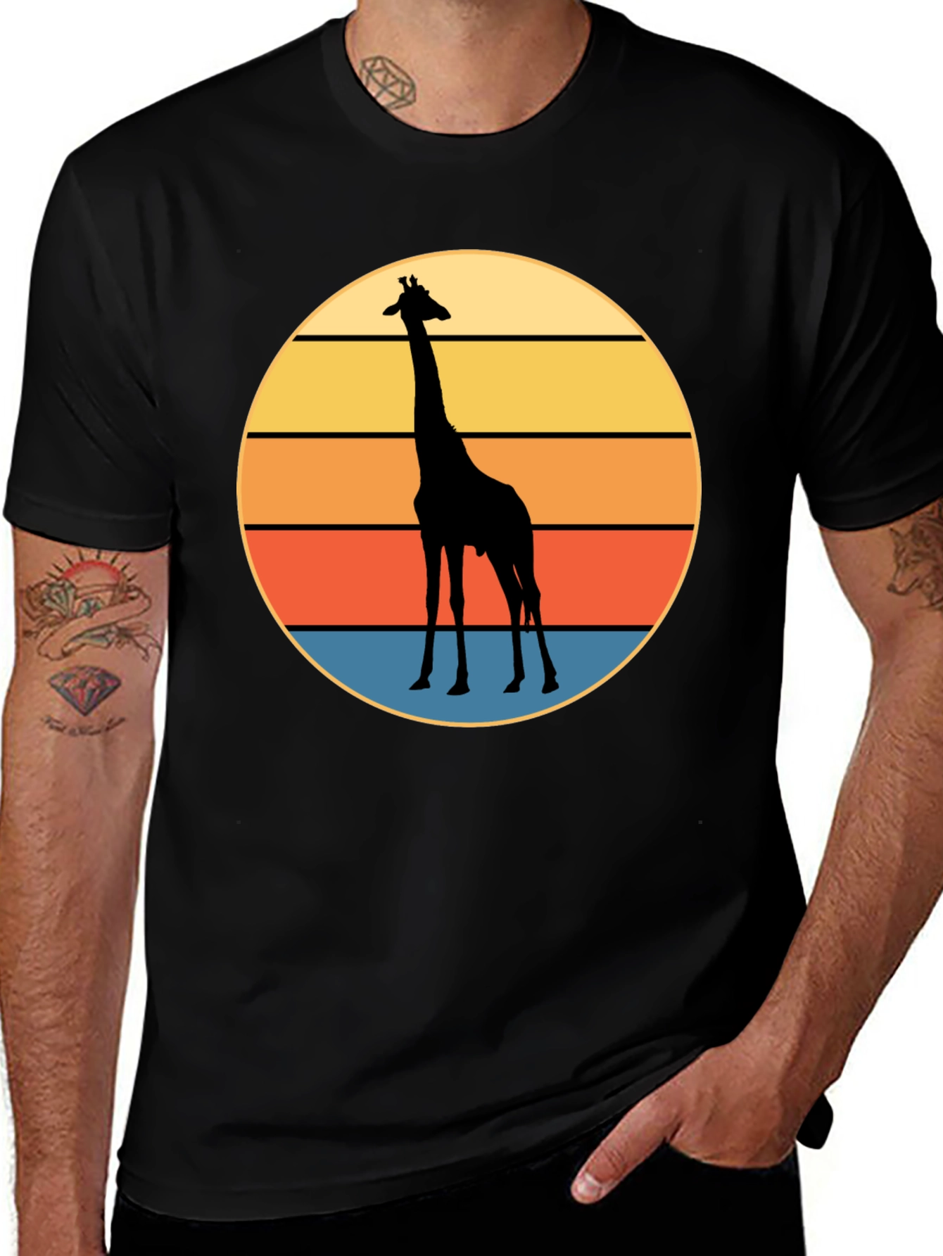 Giraffe Sunset Graphic Tee - Cool Animal Print