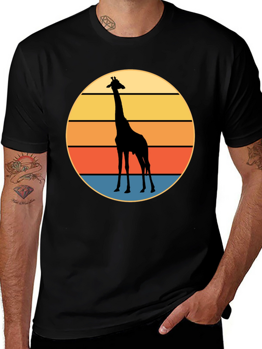Giraffe Sunset Graphic Tee - Cool Animal Print
