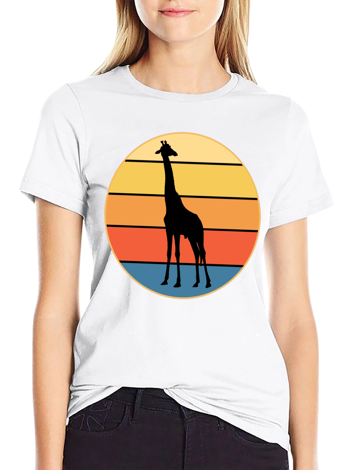 Giraffe Sunset Graphic Tee - Cool Animal Print