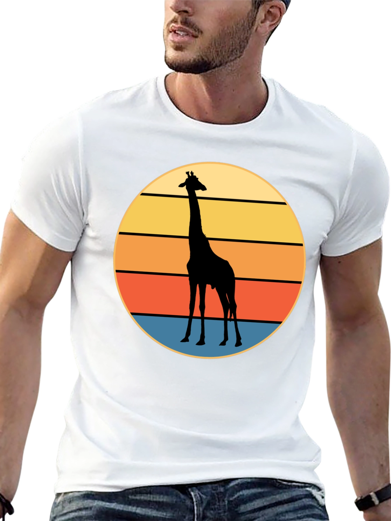 Giraffe Sunset Graphic Tee - Cool Animal Print