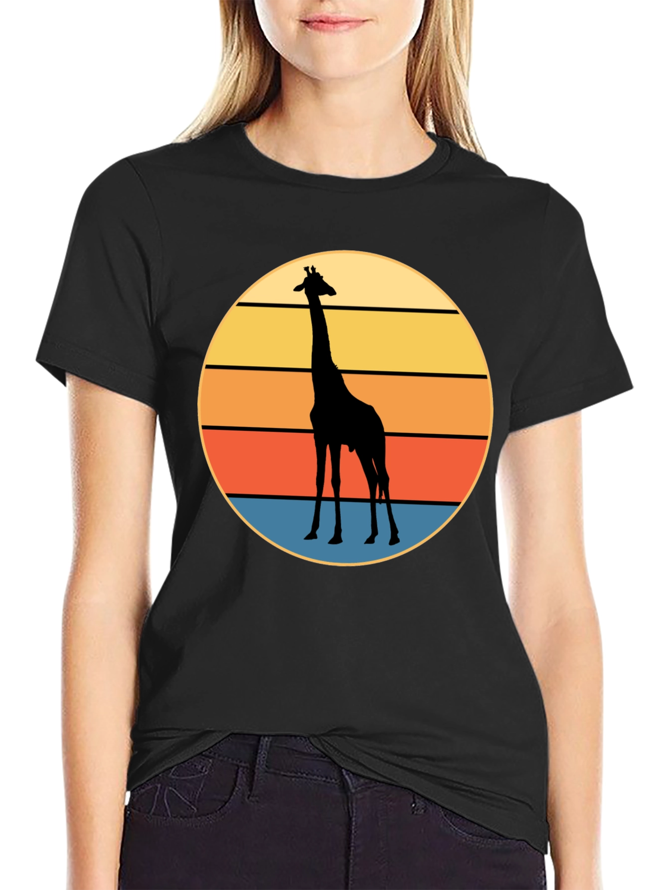 Giraffe Sunset Graphic Tee - Cool Animal Print