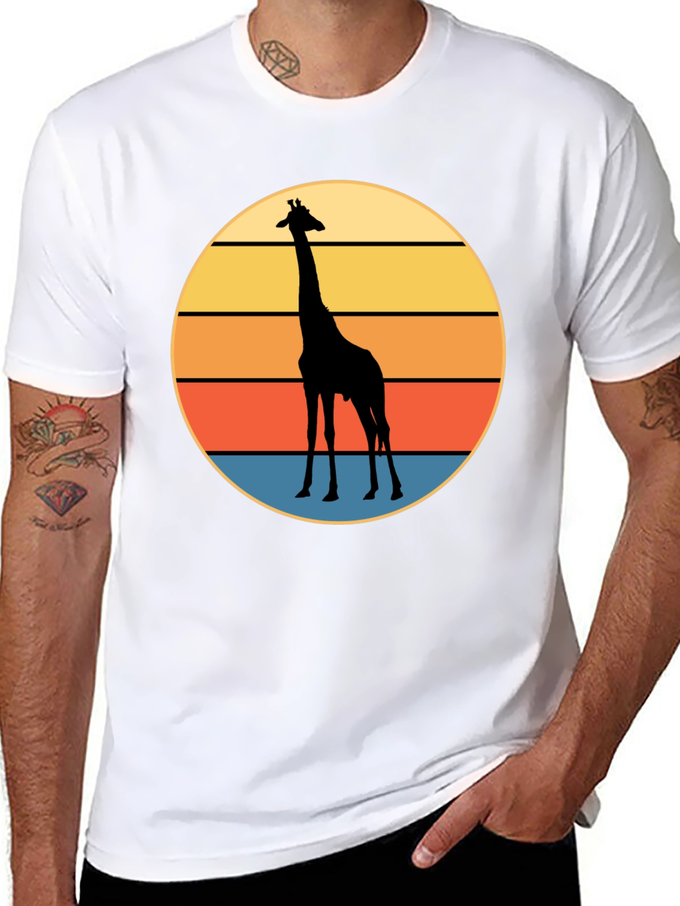 Giraffe Sunset Graphic Tee - Cool Animal Print