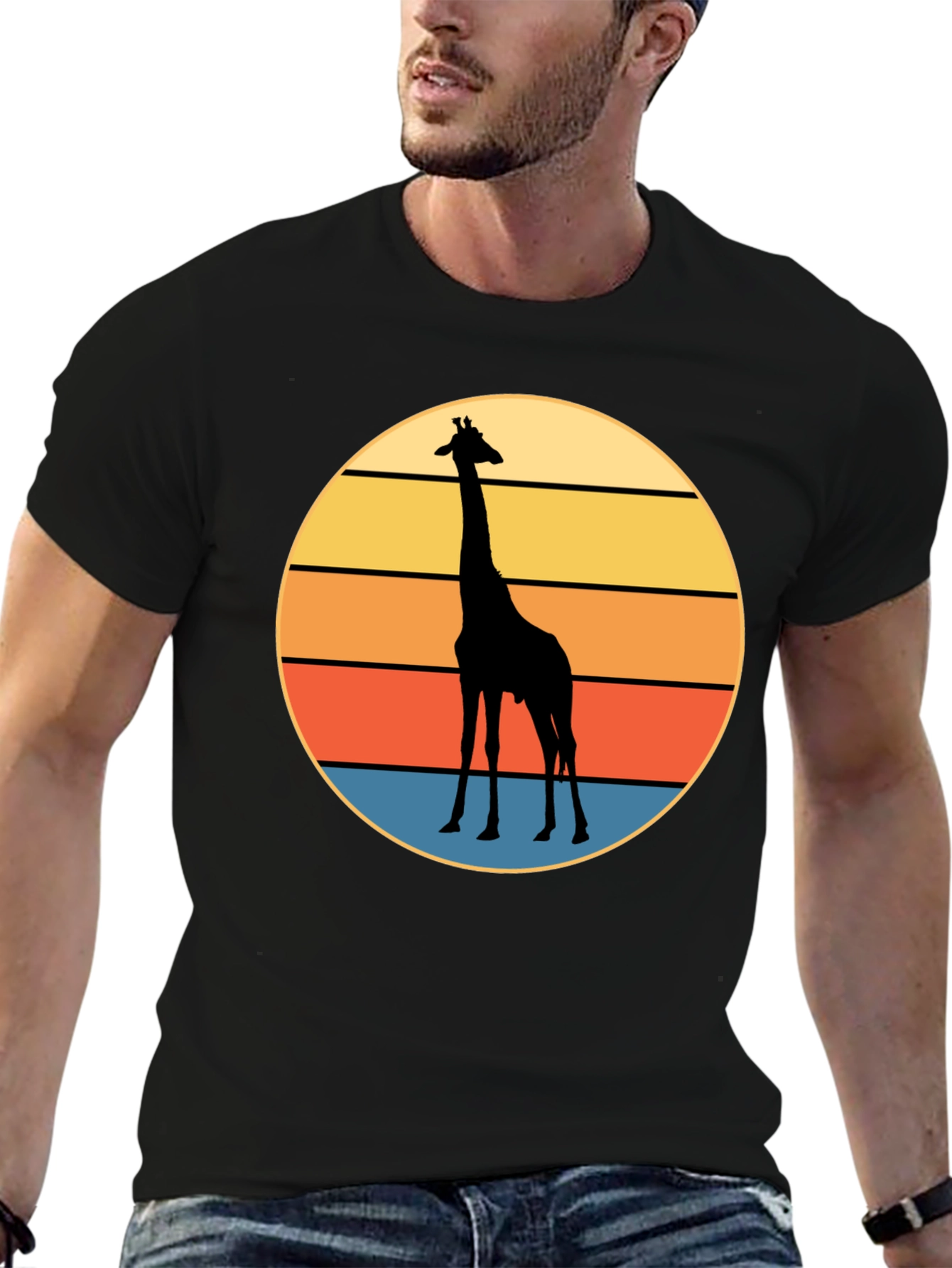 Giraffe Sunset Graphic Tee - Cool Animal Print