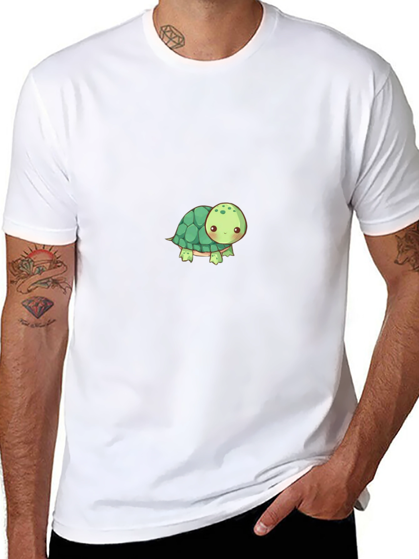 Cute Turtle Graphic Tee - Black Casual Shirt