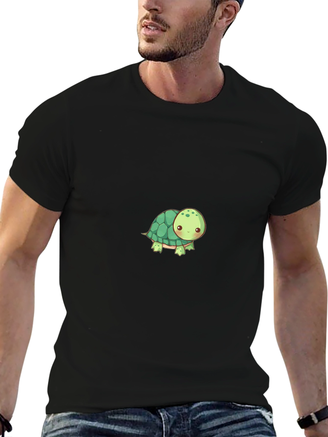 Cute Turtle Graphic Tee - Black Casual Shirt