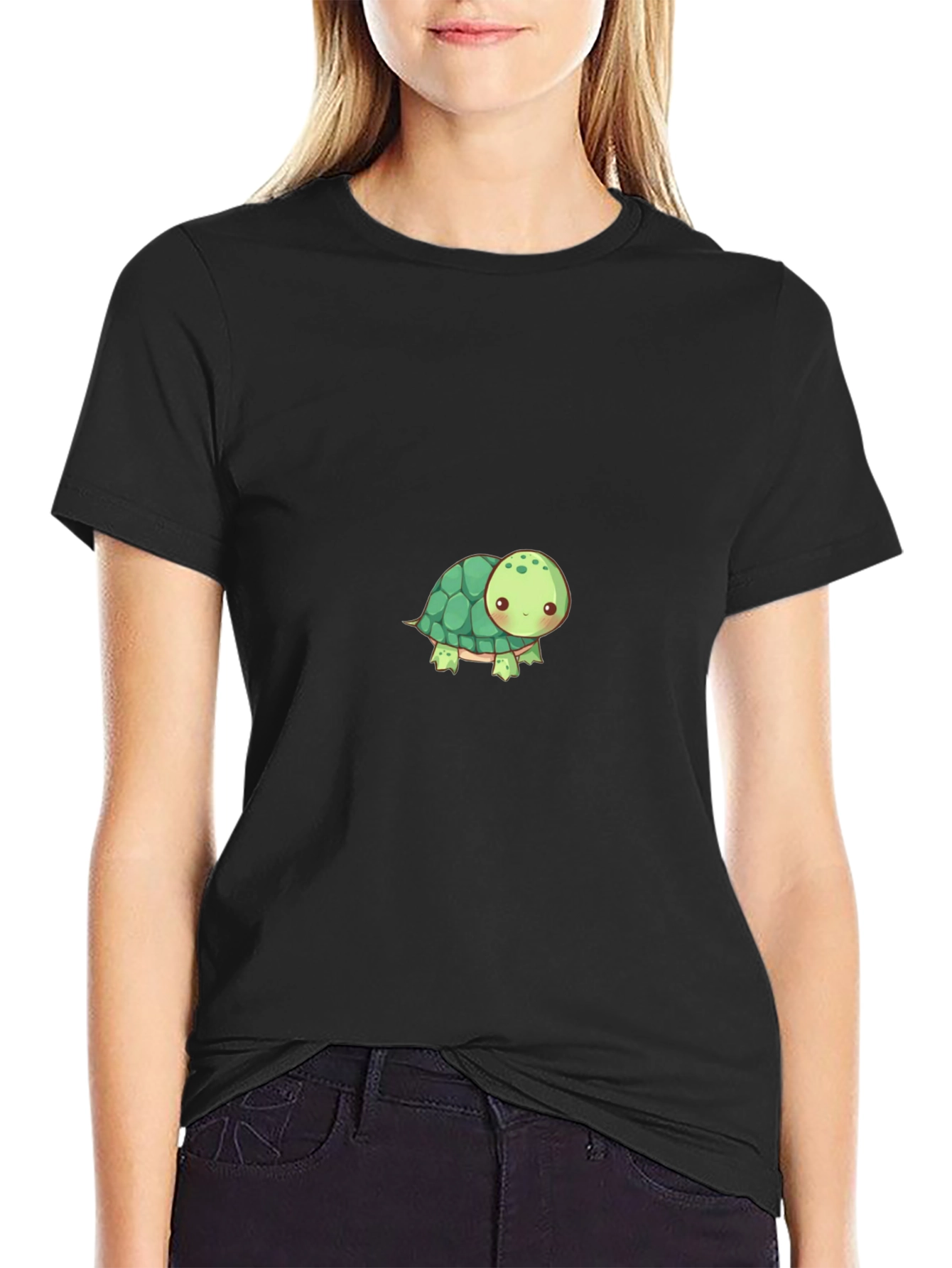 Cute Turtle Graphic Tee - Black Casual Shirt