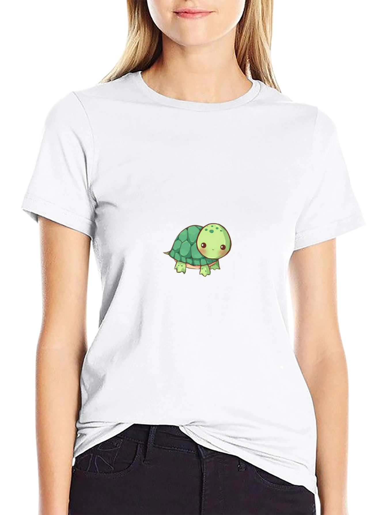Cute Turtle Graphic Tee - Black Casual Shirt