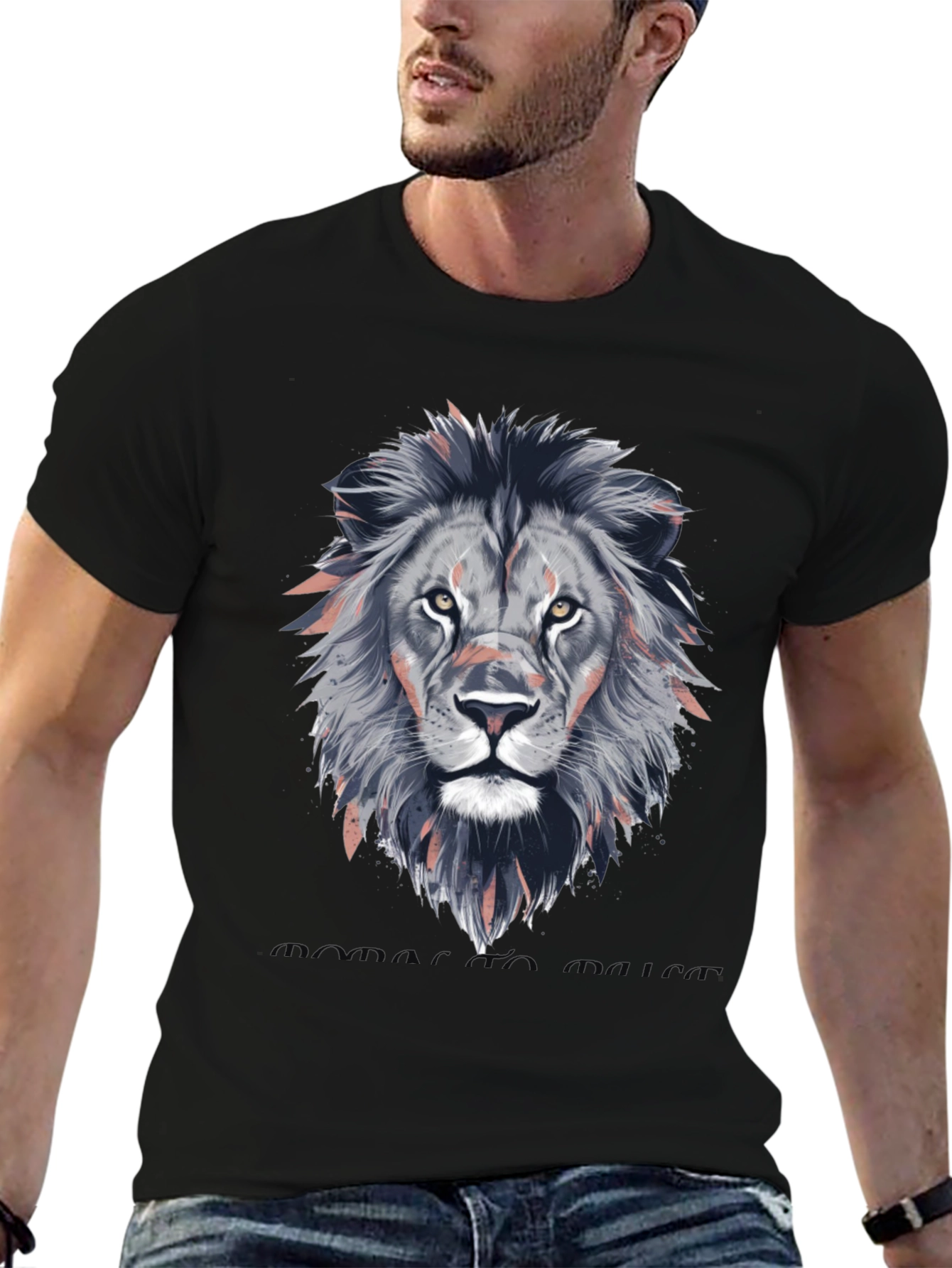 Lion Head Graphic T-Shirt - Stylish Animal Print Tee
