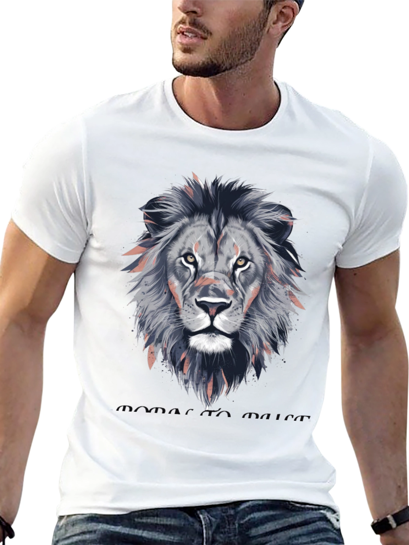 Lion Head Graphic T-Shirt - Stylish Animal Print Tee