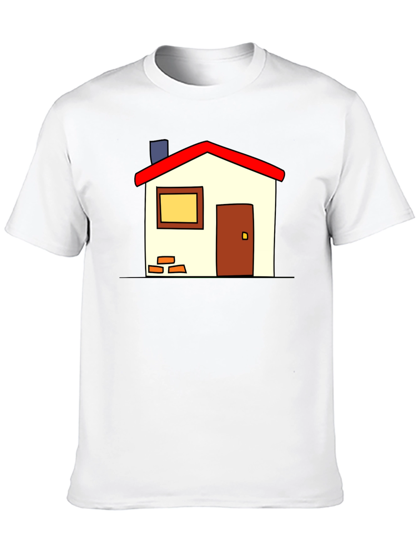 Cartoon House Graphic T-Shirt - Black Casual Tee