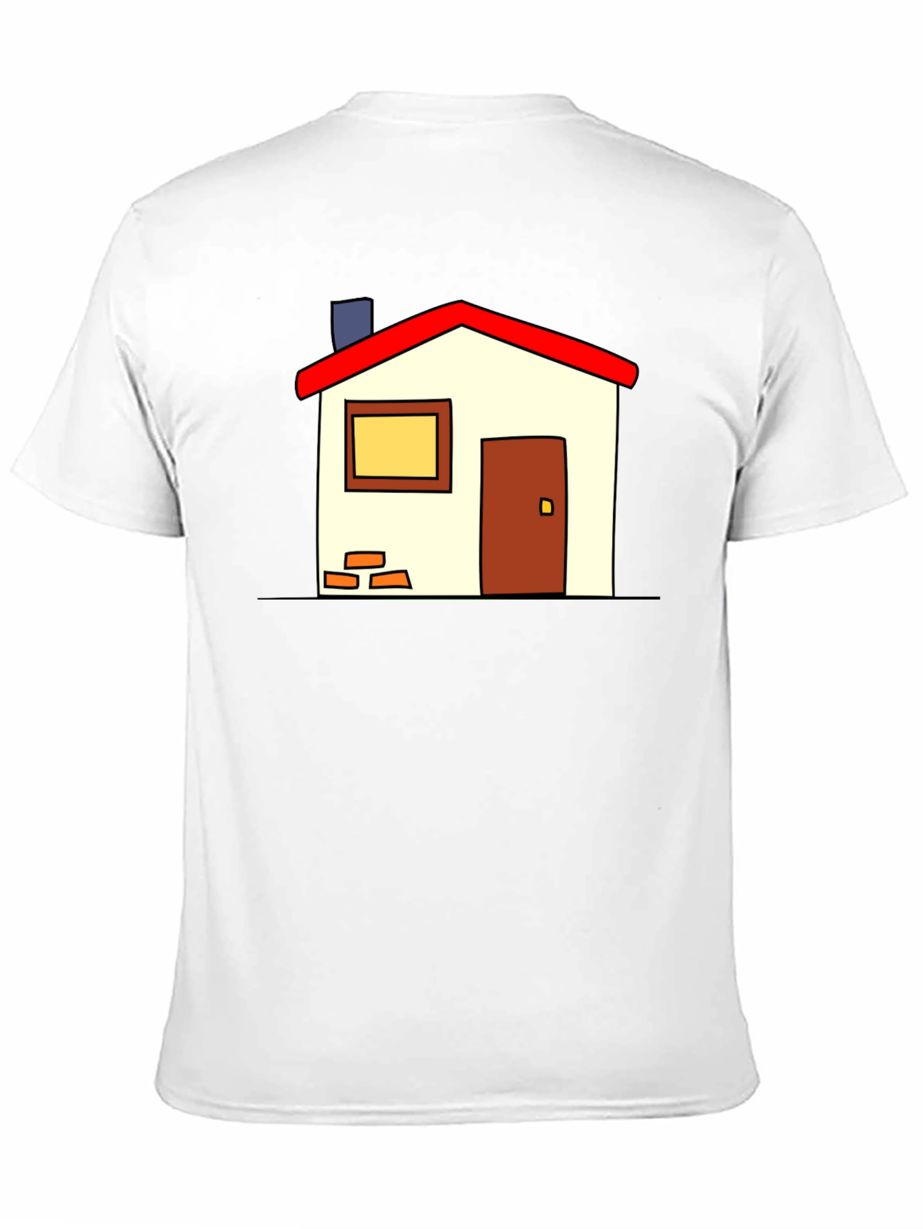 Cartoon House Graphic T-Shirt - Black Casual Tee