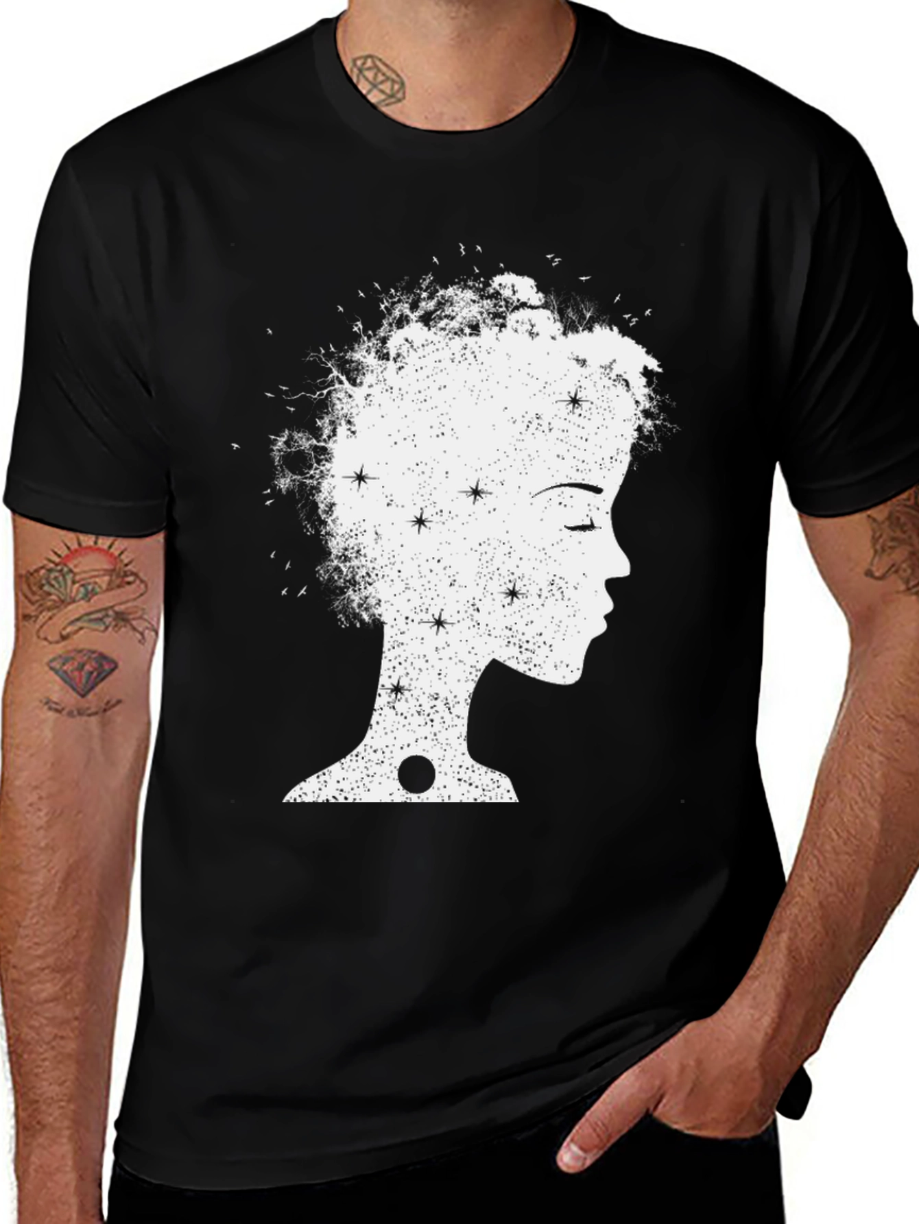 Celestial Woman Graphic Tee - Black
