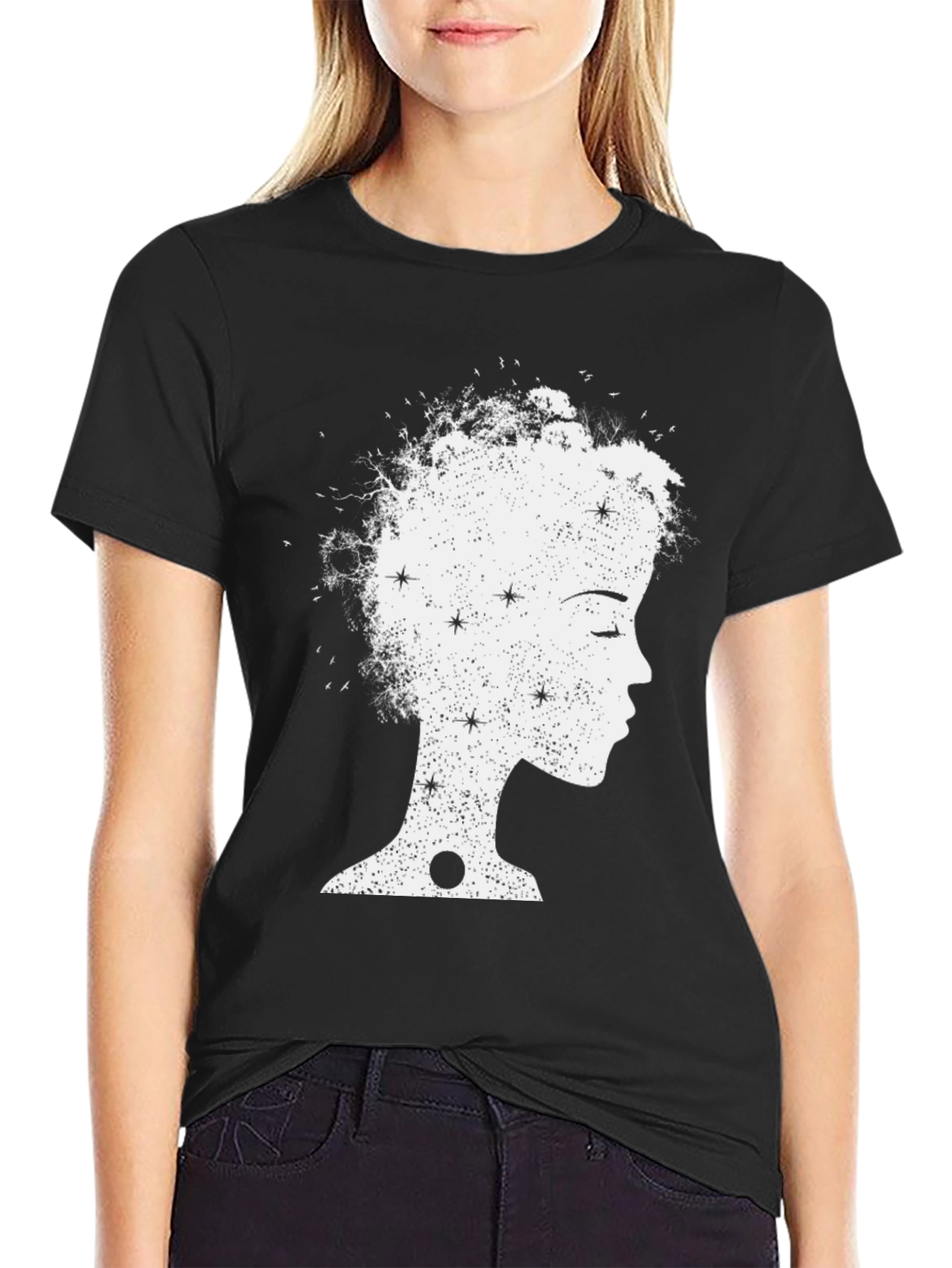 Celestial Woman Graphic Tee - Black