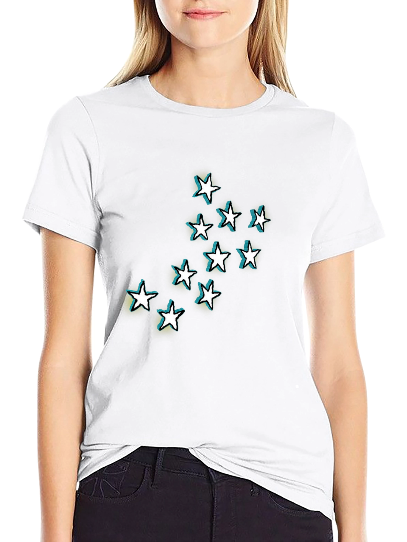 Stars Graphic Black T-Shirt for Men
