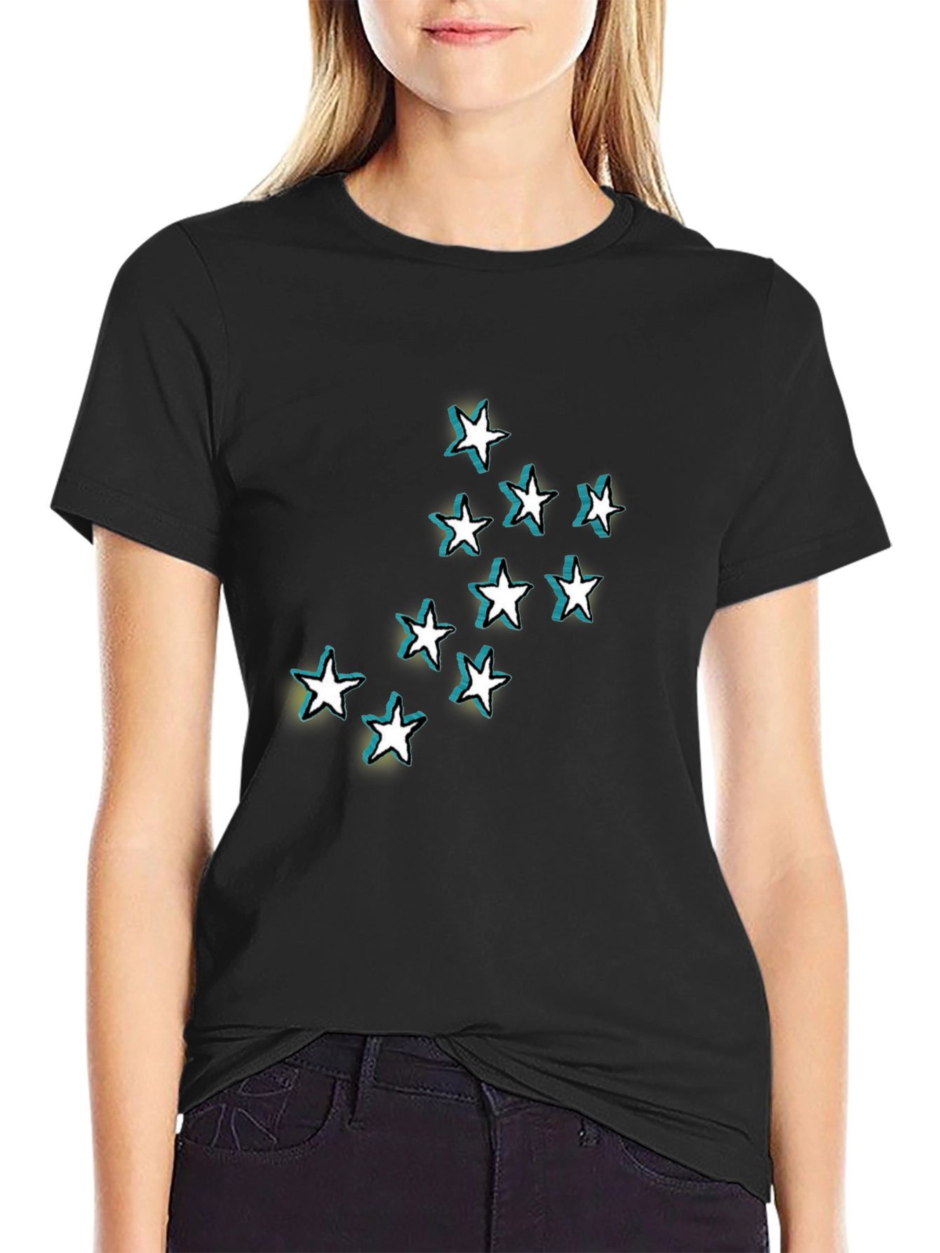 Stars Graphic Black T-Shirt for Men